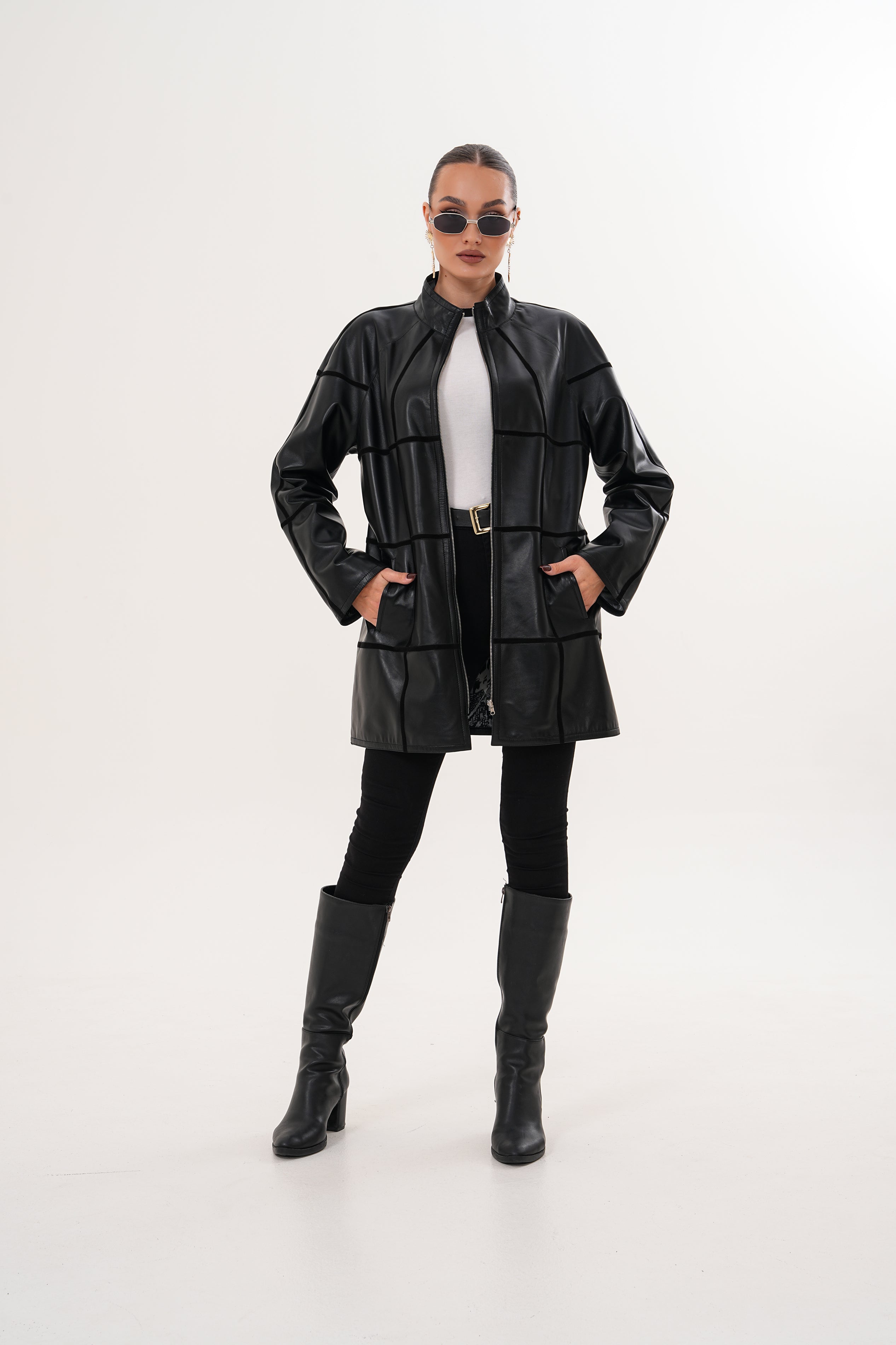 The Prado Reversible Black Leather Leather Jacket For Sale