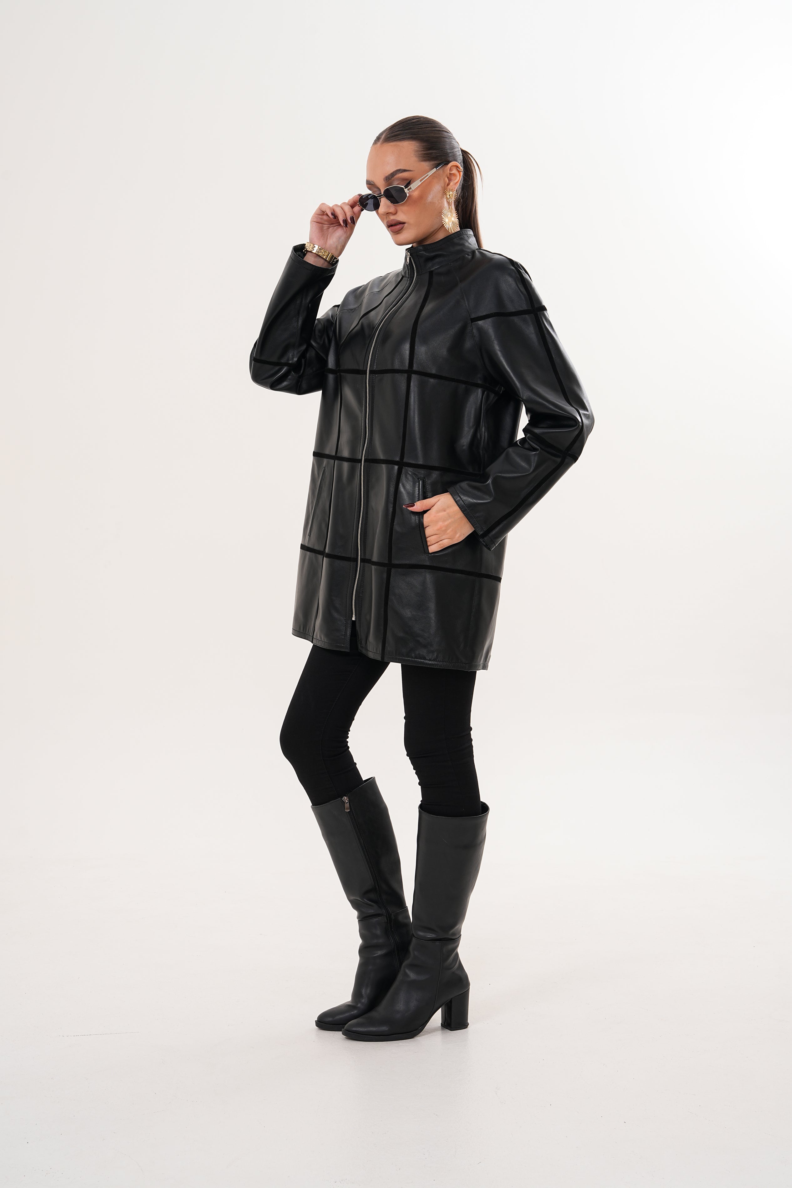 The Prado Reversible Black Leather Leather Jacket For Sale