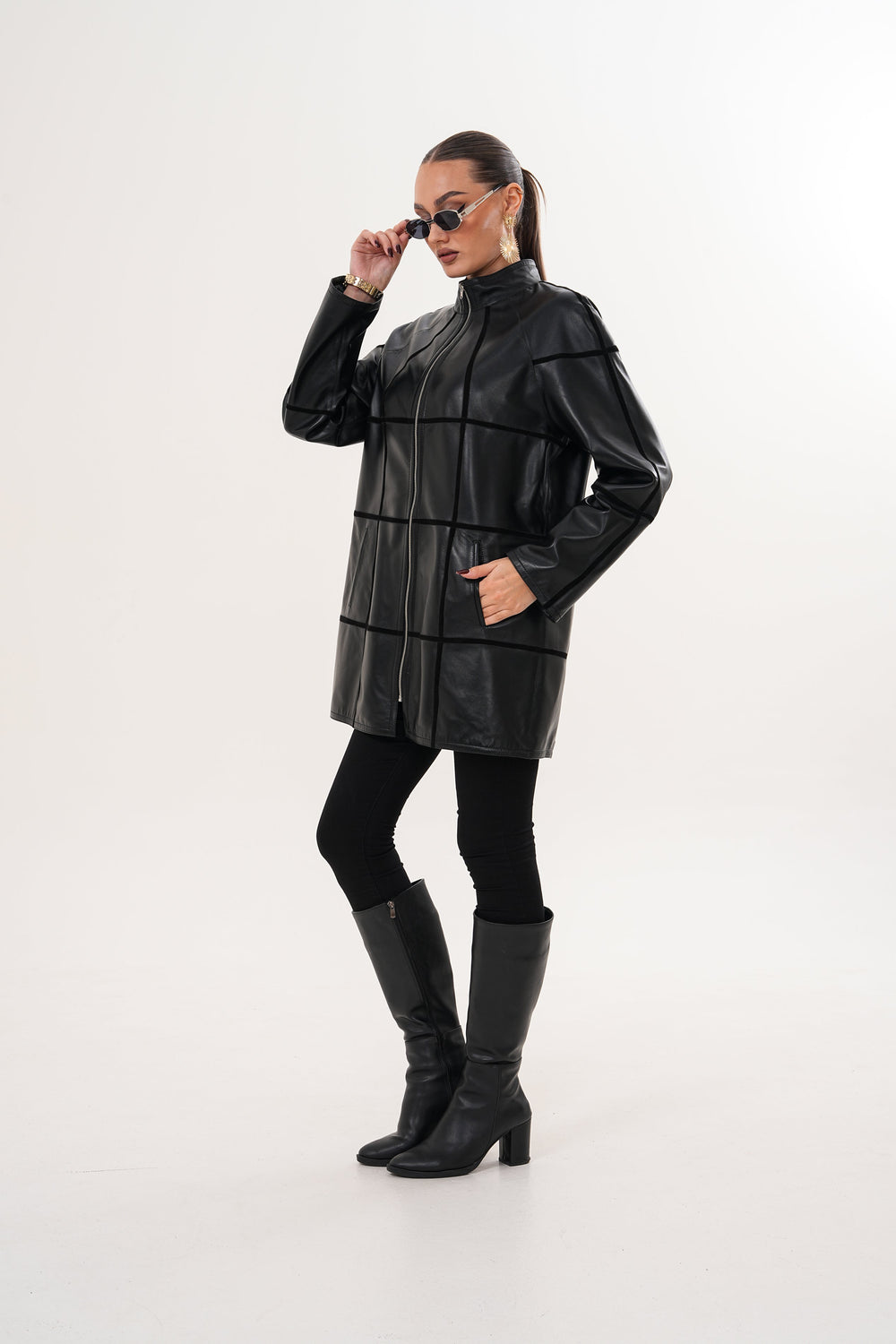 The Prado Reversible Black Leather Leather Jacket For Sale