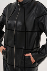 The Prado Reversible Black Leather Leather Jacket For Sale