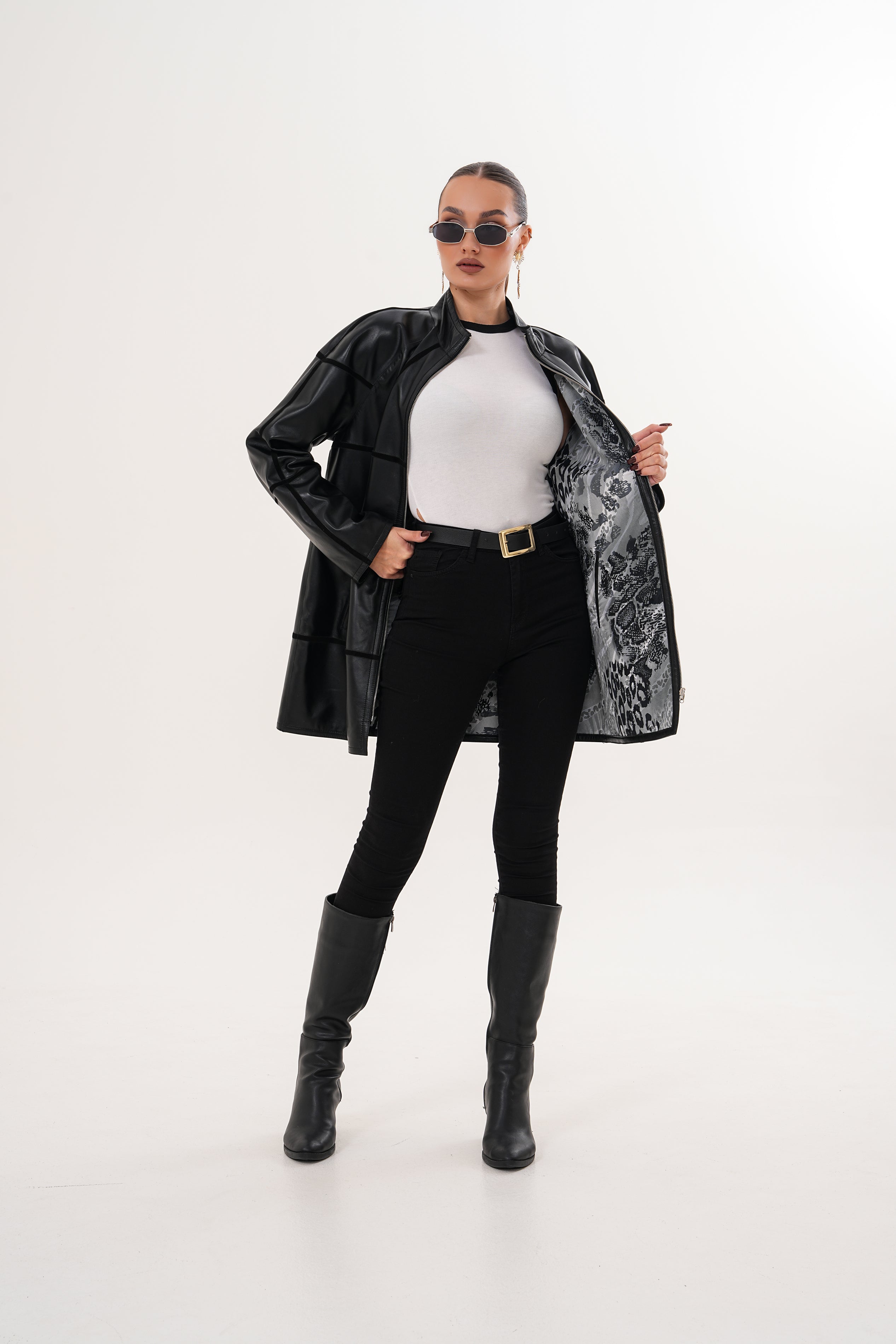 The Prado Reversible Black Leather Leather Jacket For Sale