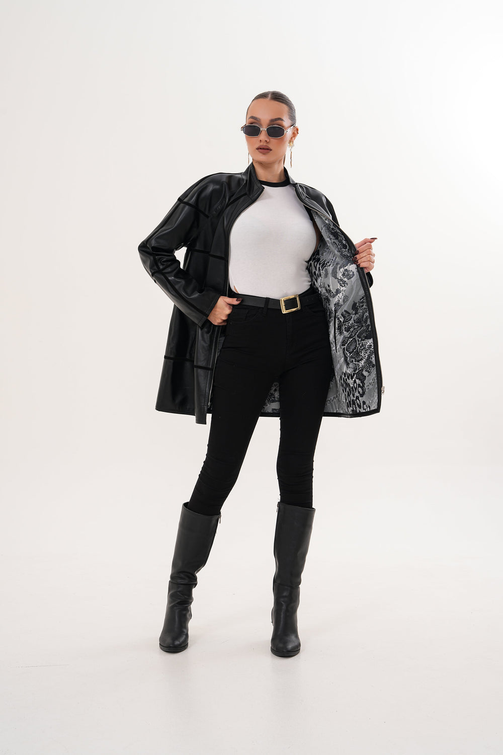 The Prado Reversible Black Leather Leather Jacket For Sale