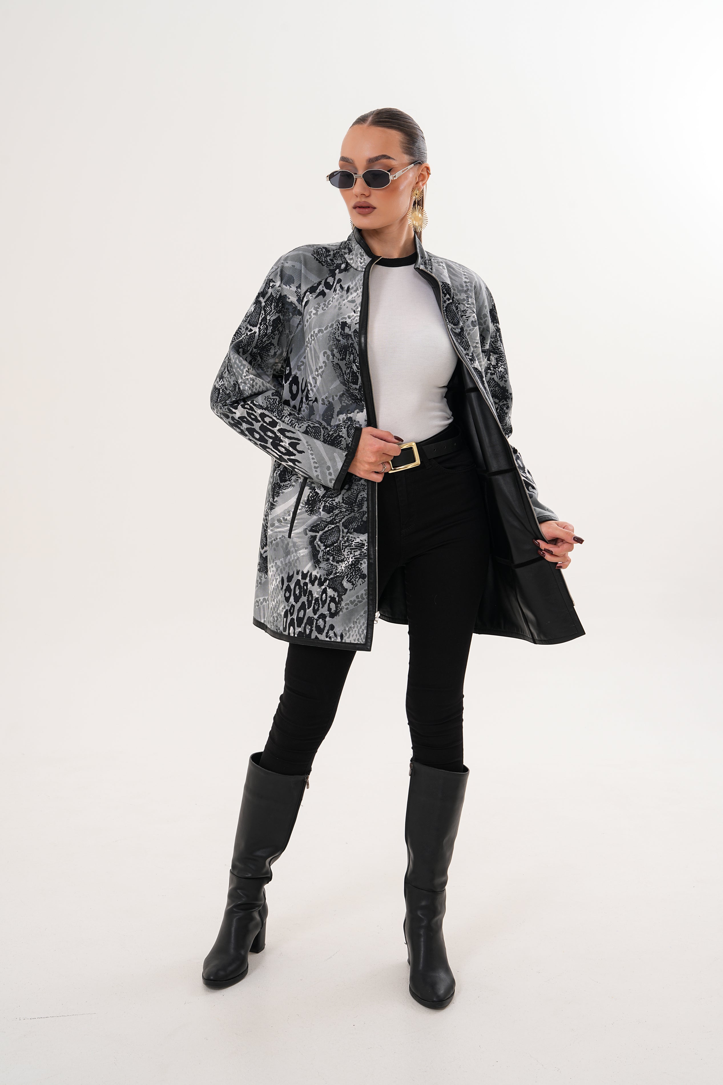 The Prado Reversible Black Leather Leather Jacket For Sale
