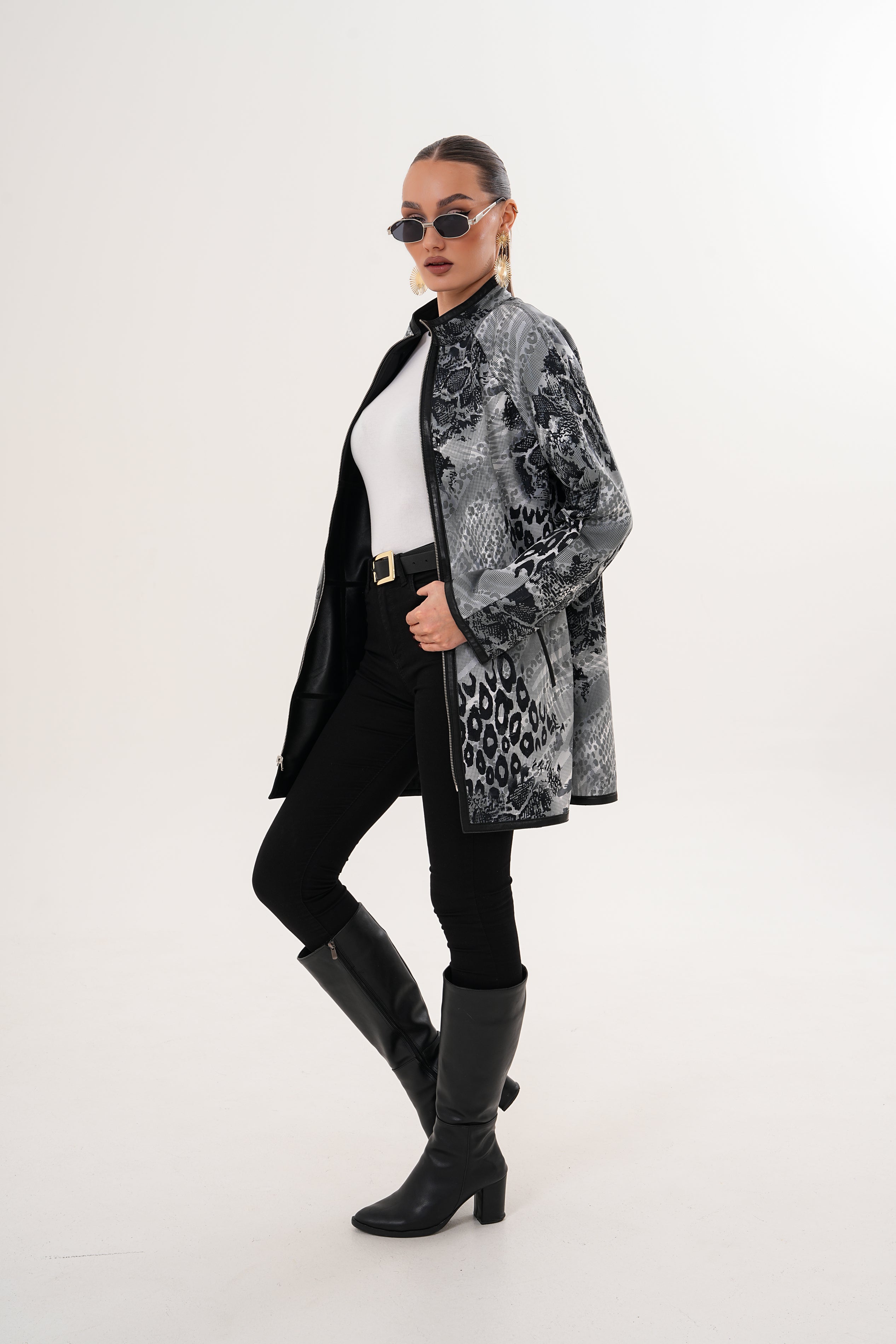 The Prado Reversible Black Leather Leather Jacket For Sale