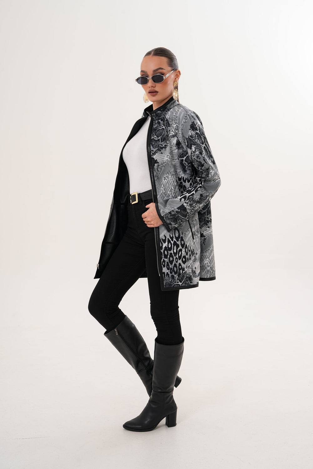 The Prado Reversible Black Leather Leather Jacket For Sale