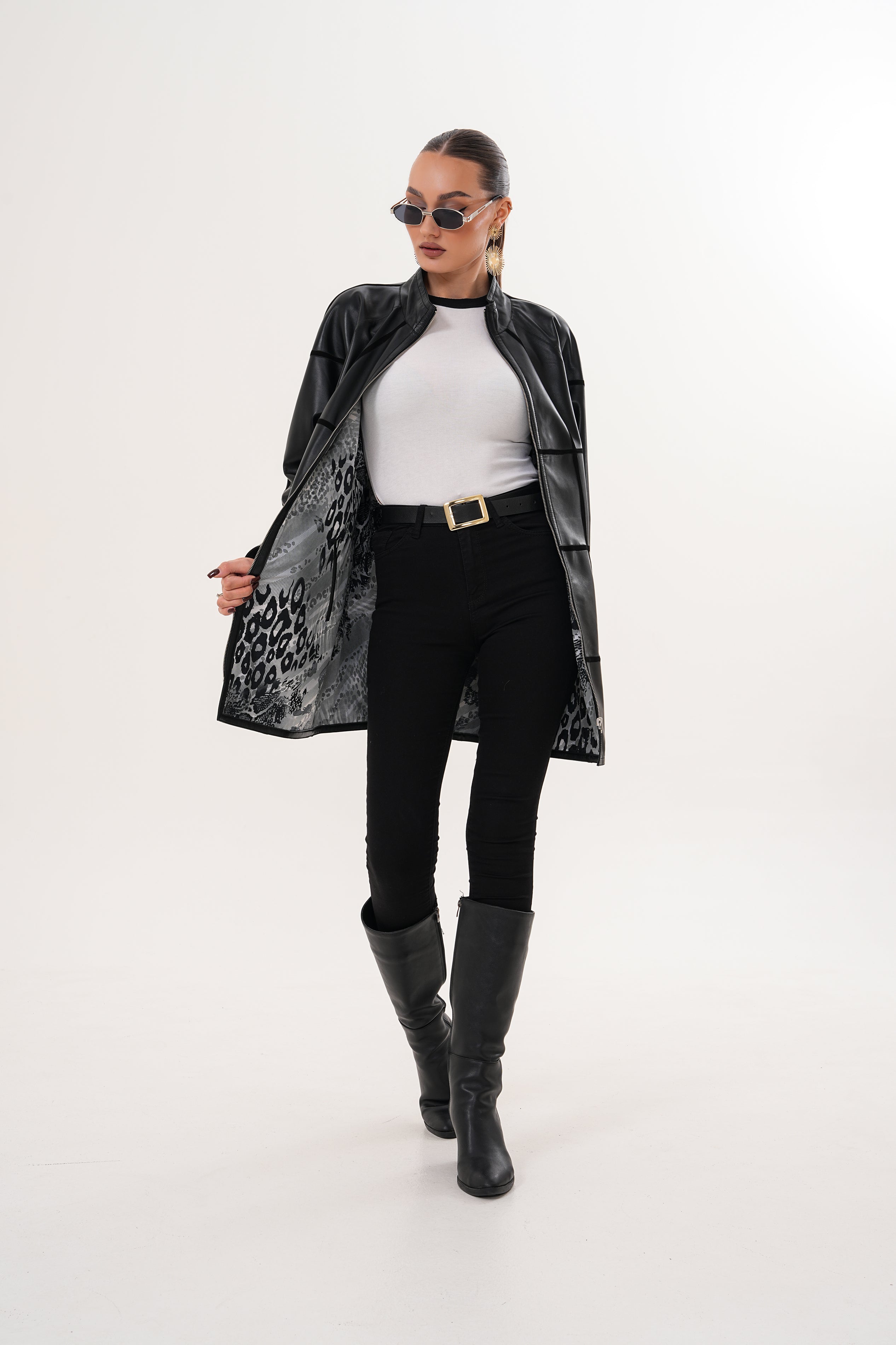 The Prado Reversible Black Leather Leather Jacket For Sale