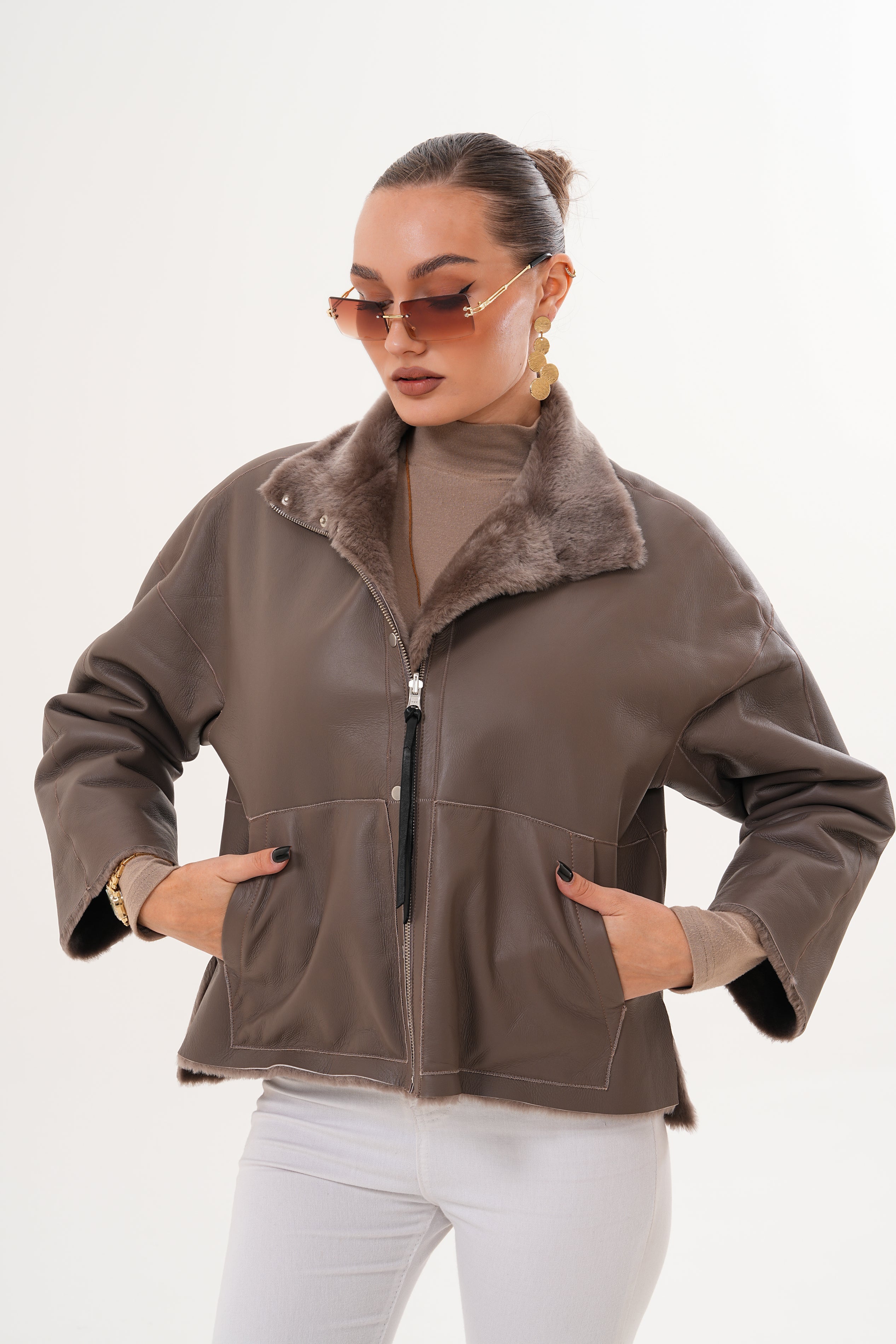 The Geneva Reversible Shearling Leather Jacket Fine Craftsmanship