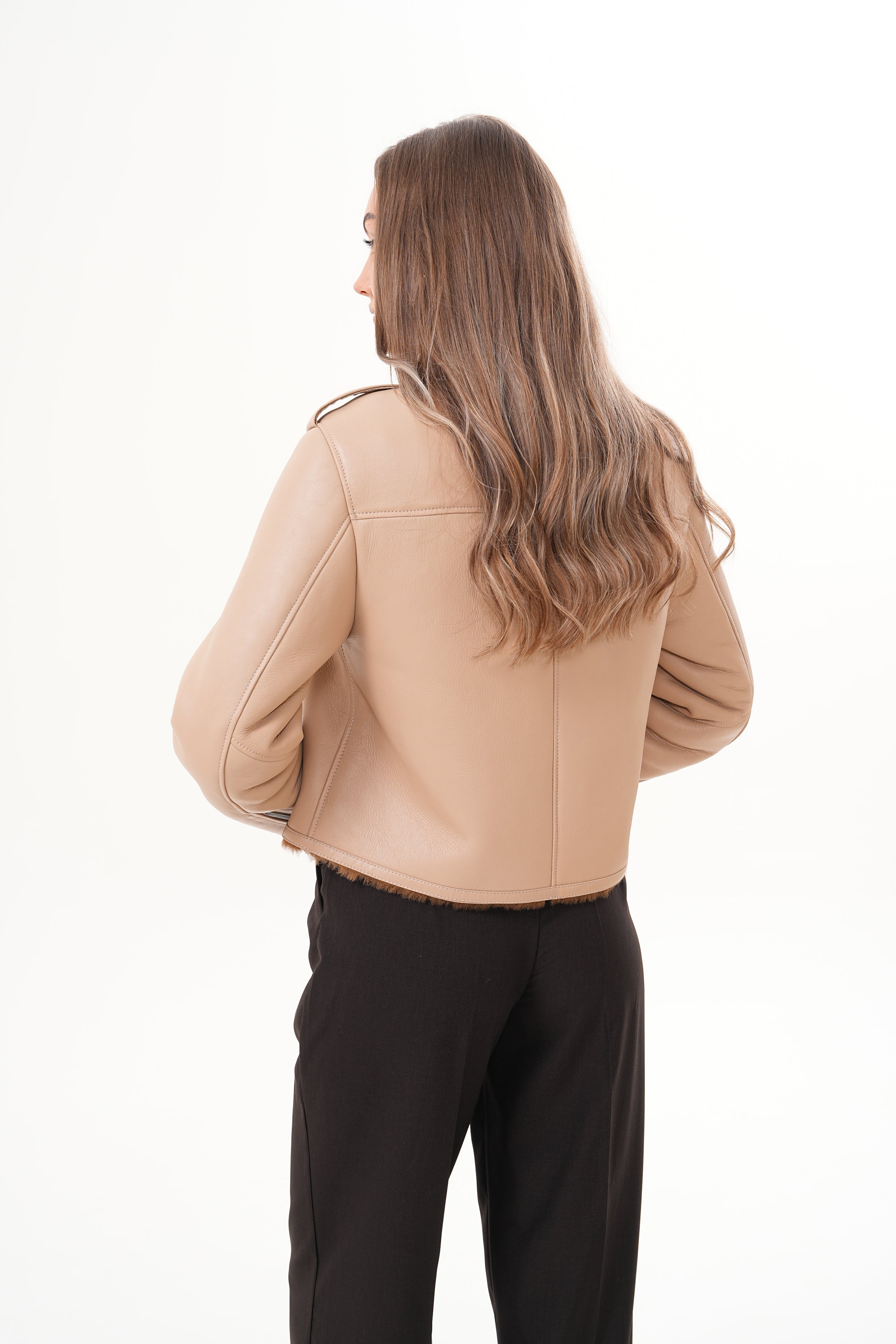 The Lucerne Tan Shearling-Lined Leather Jacket On Sale