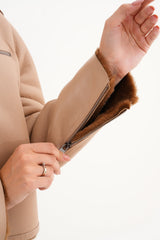 The Lucerne Tan Shearling-Lined Leather Jacket On Sale