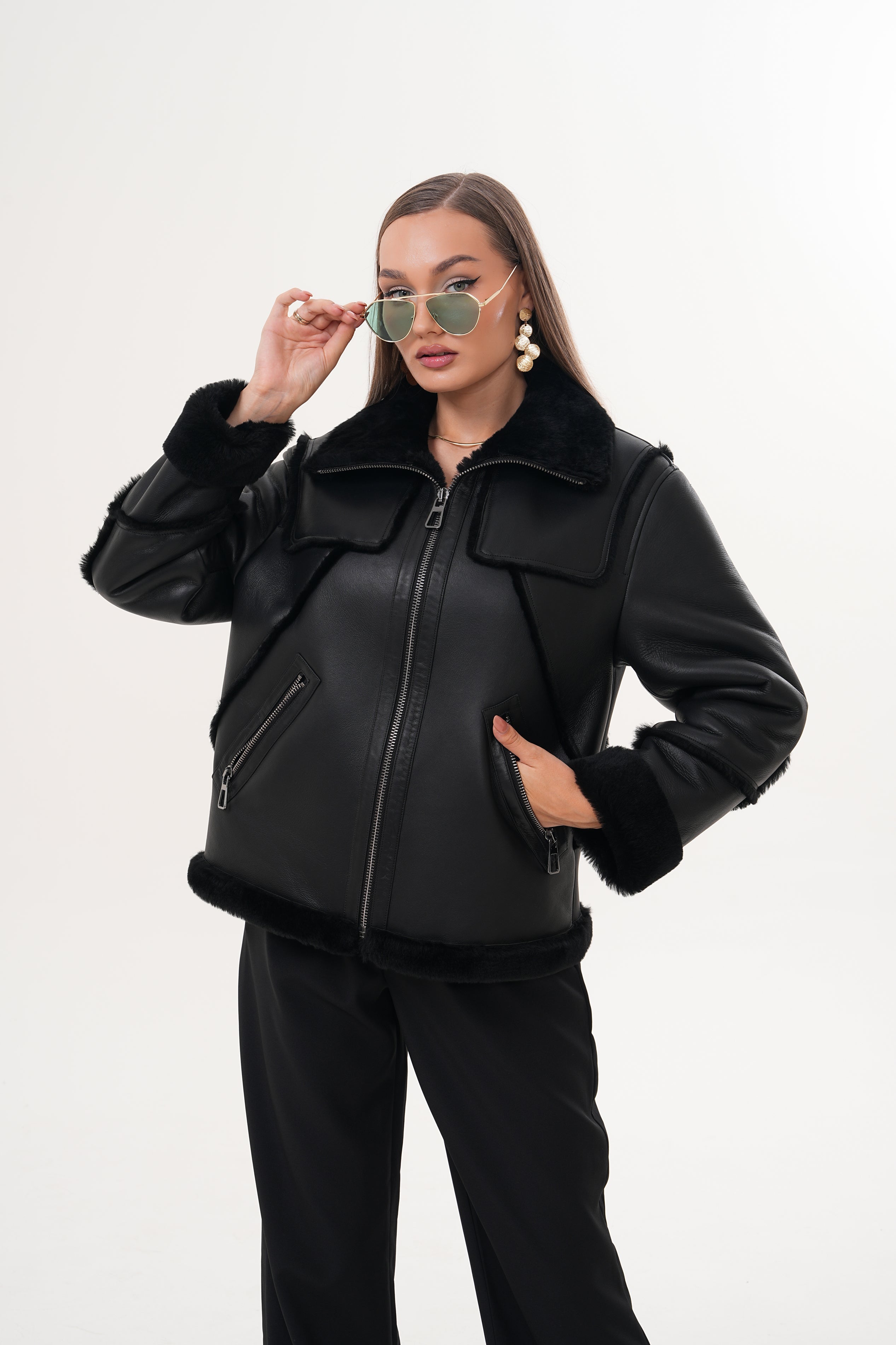 The Denali Black Shearling Leather Jacket Exclusive Style