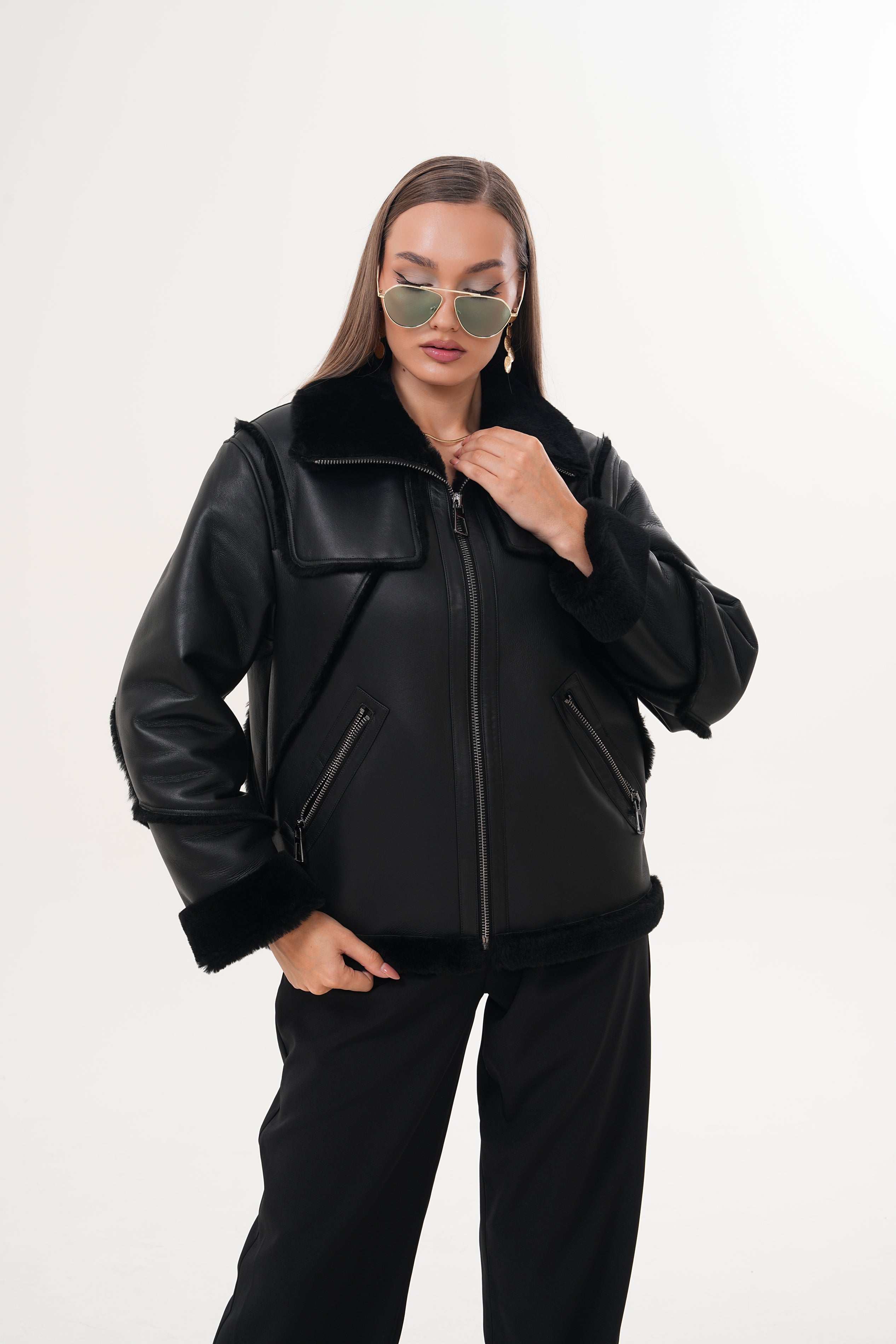 The Denali Black Shearling Leather Jacket Exclusive Style
