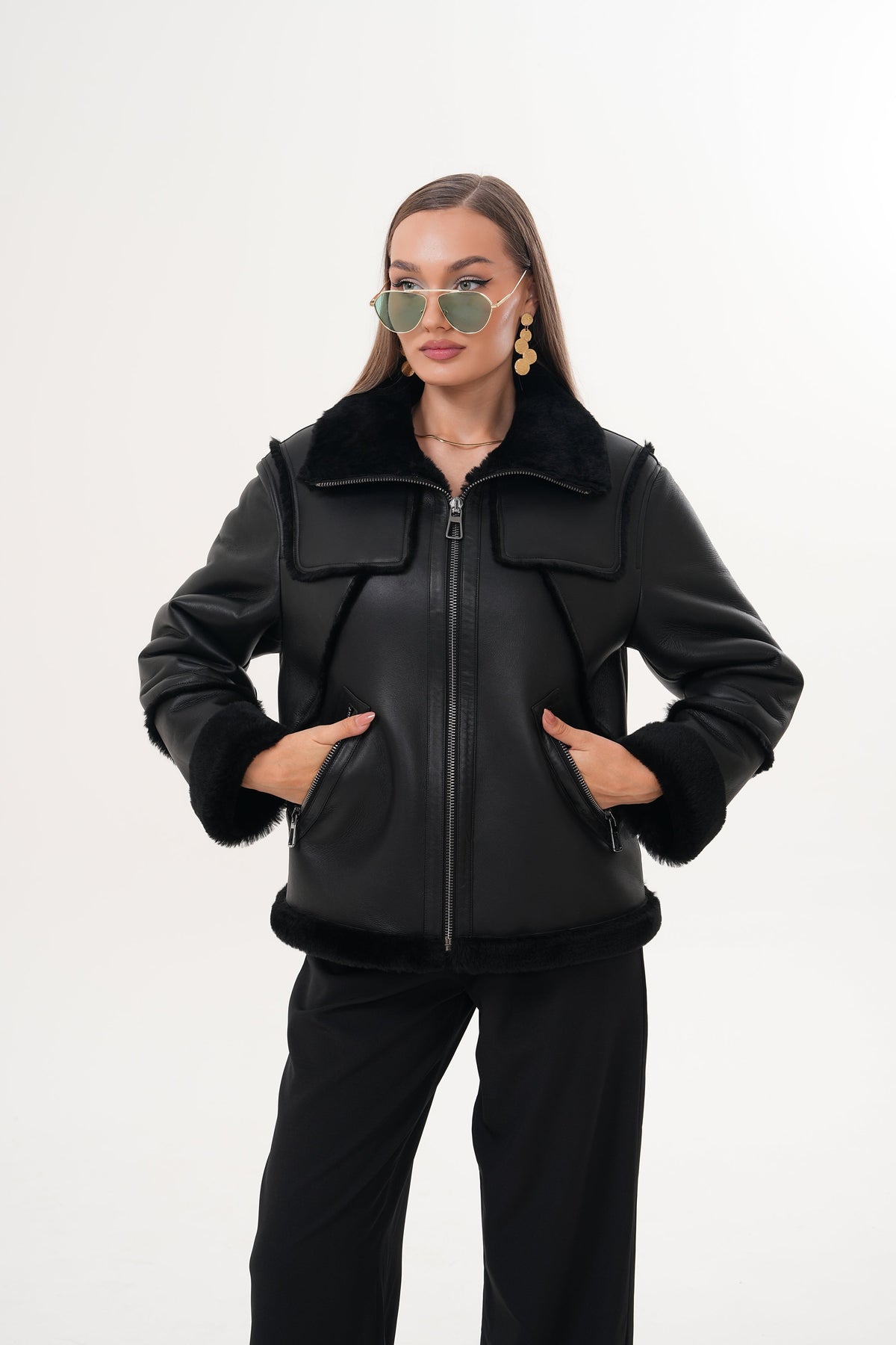 The Denali Black Shearling Leather Jacket Exclusive Style