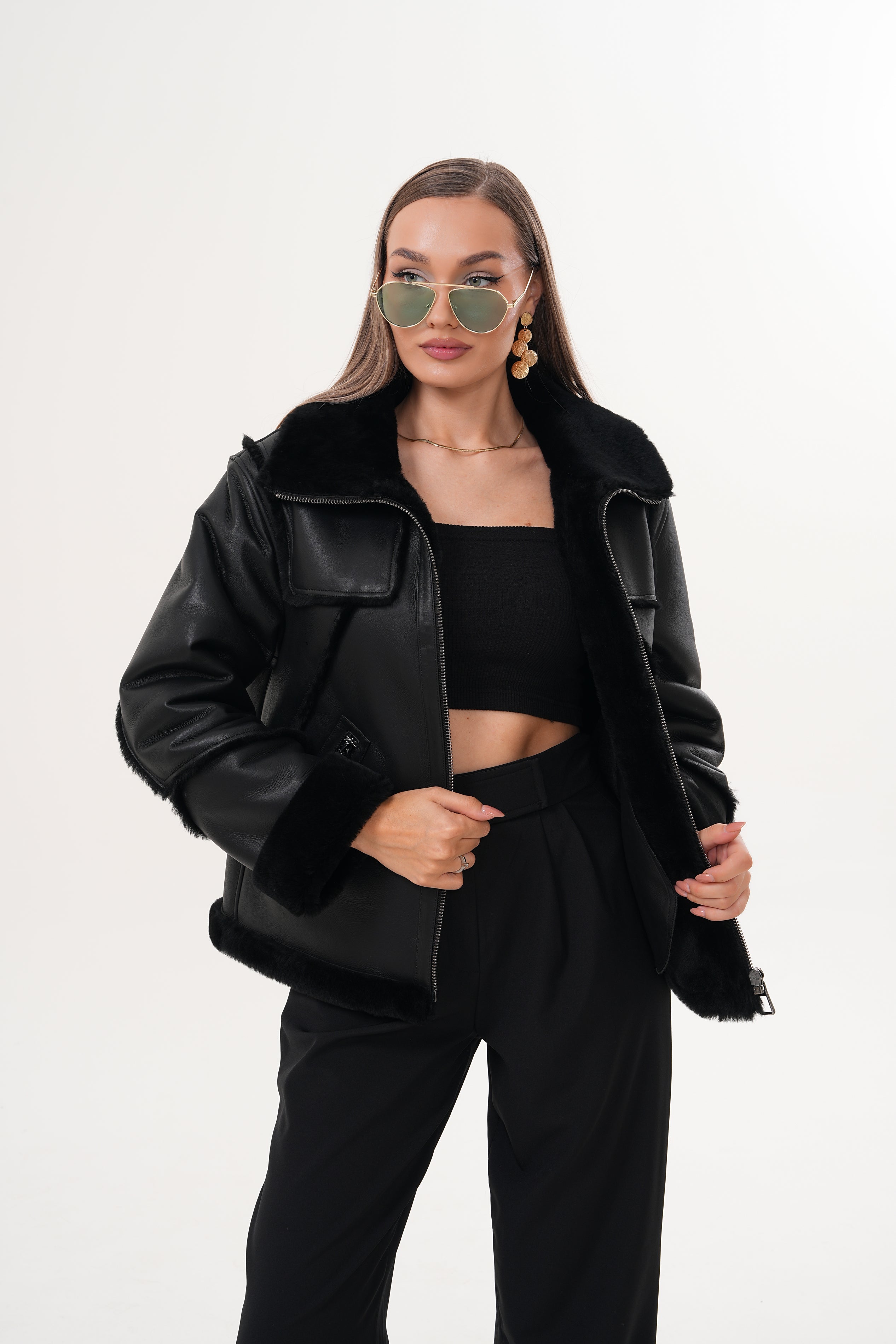 The Denali Black Shearling Leather Jacket Exclusive Style