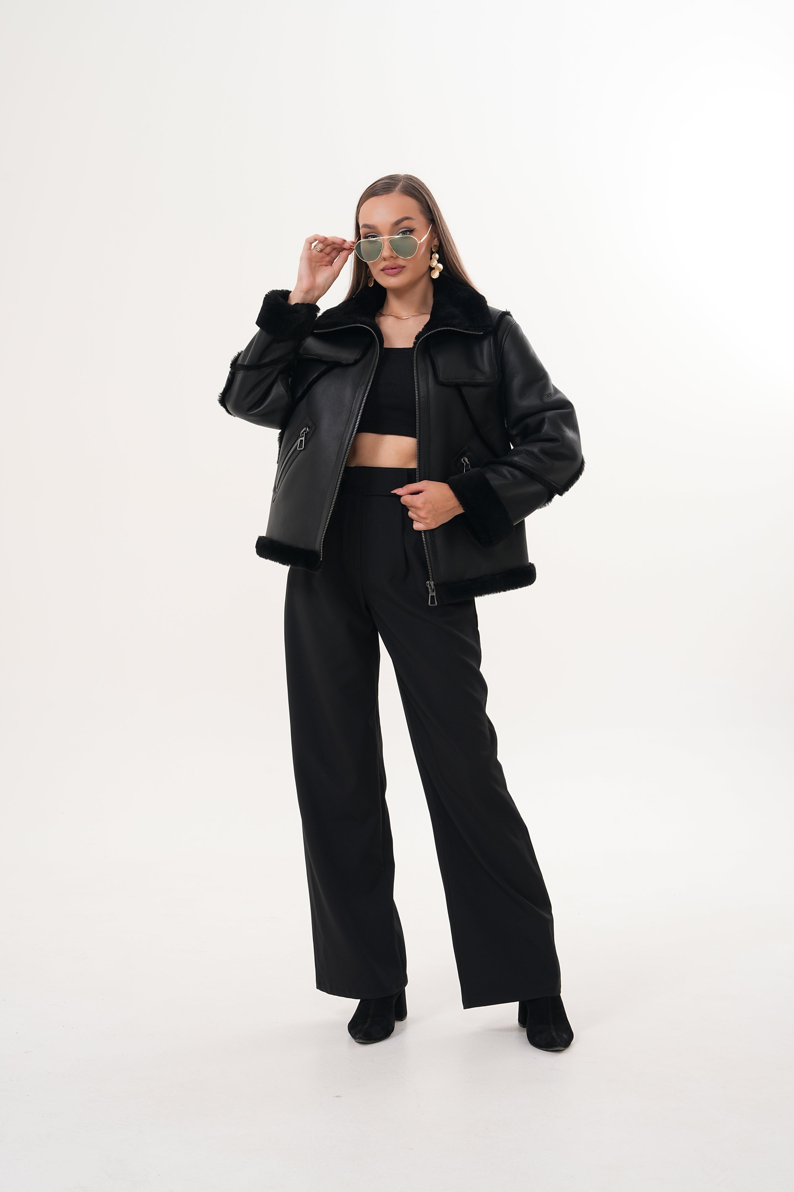 The Denali Black Shearling Leather Jacket Exclusive Style