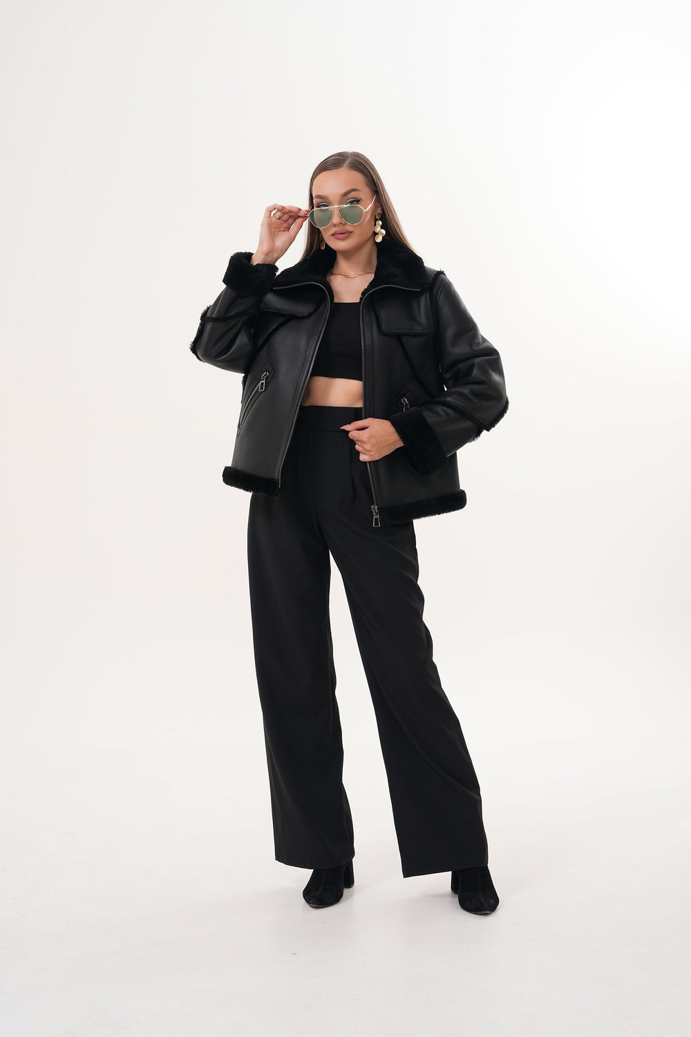 The Denali Black Shearling Leather Jacket Exclusive Style