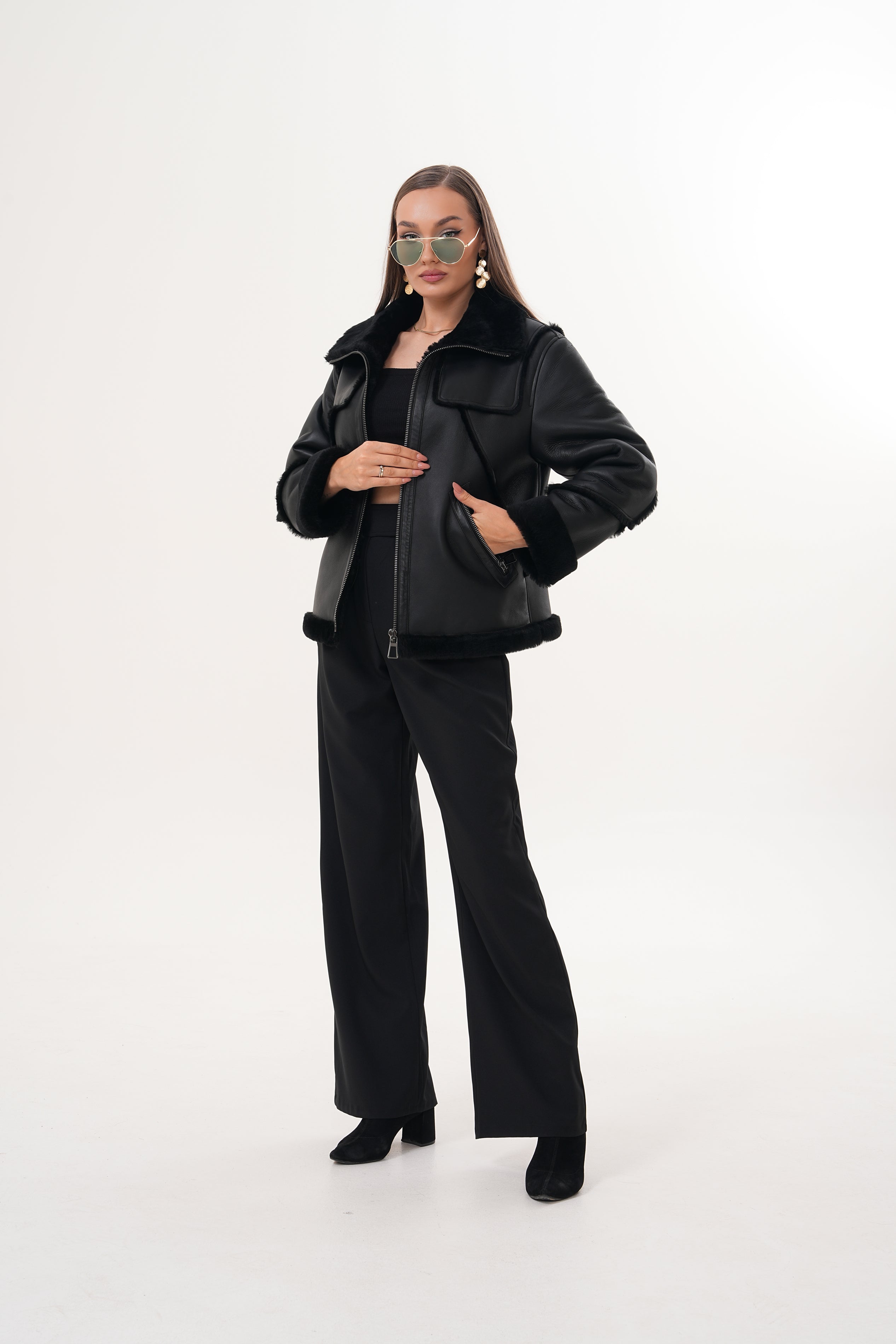 The Denali Black Shearling Leather Jacket Exclusive Style