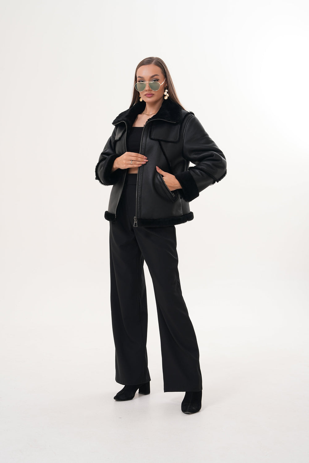 The Denali Black Shearling Leather Jacket Exclusive Style