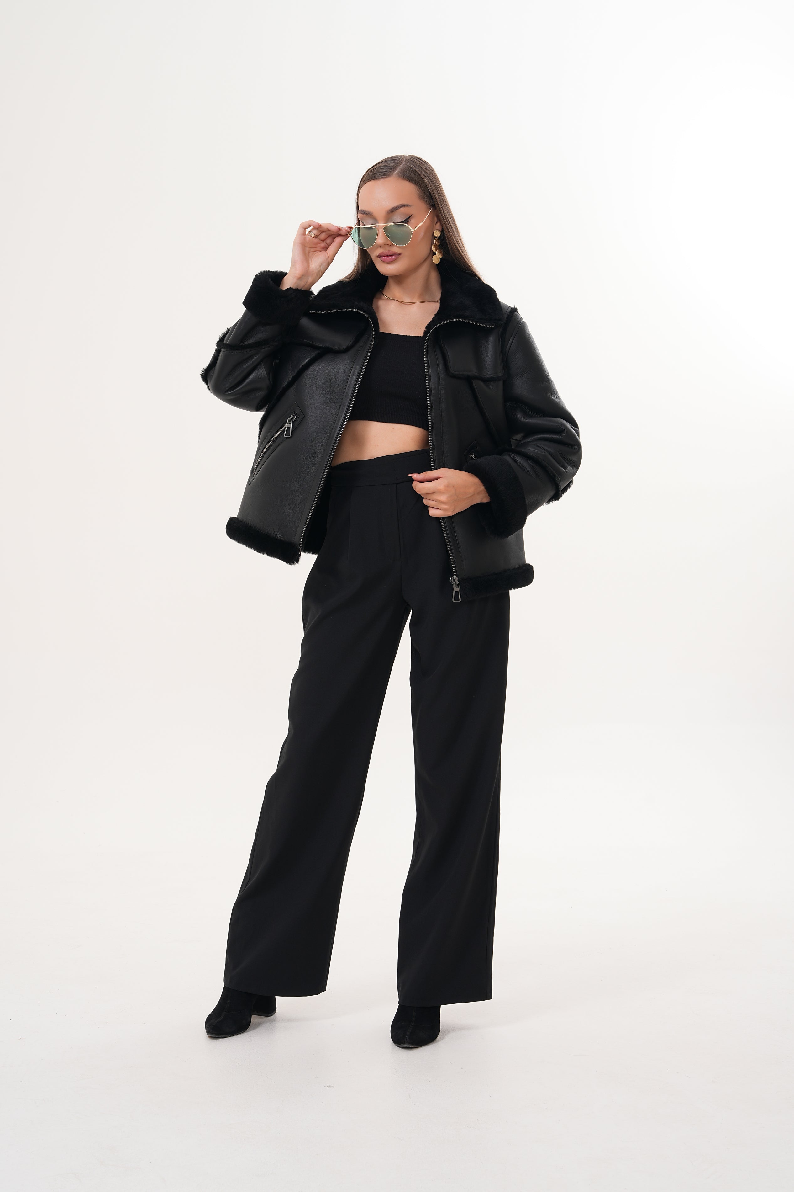 The Denali Black Shearling Leather Jacket Exclusive Style