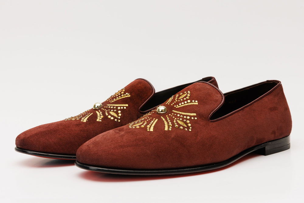 The Lazio Shoe Burgundy Suede Slip-on  Loafer Shoe On Sale