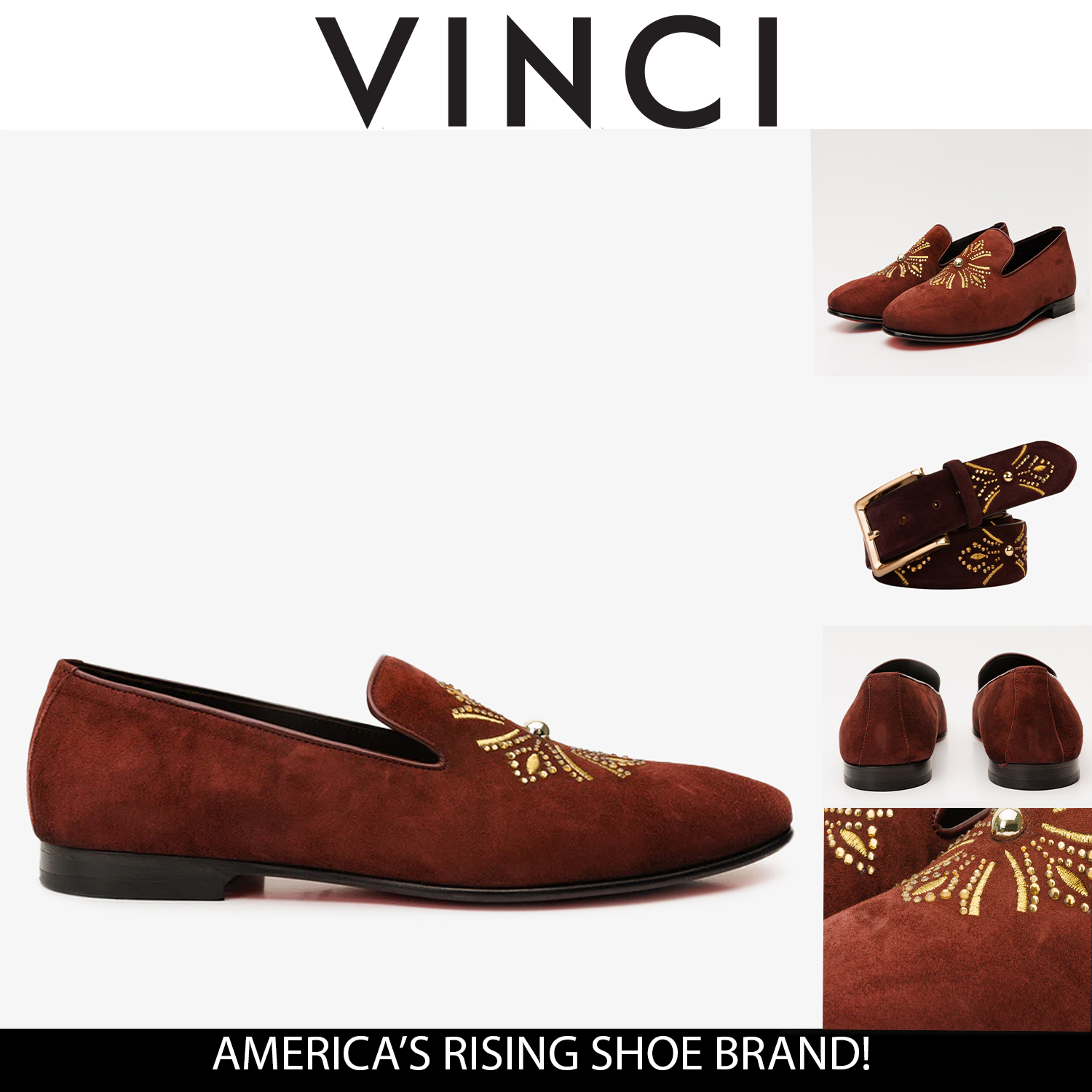 The Lazio Shoe Burgundy Suede Slip-on  Loafer Shoe On Sale