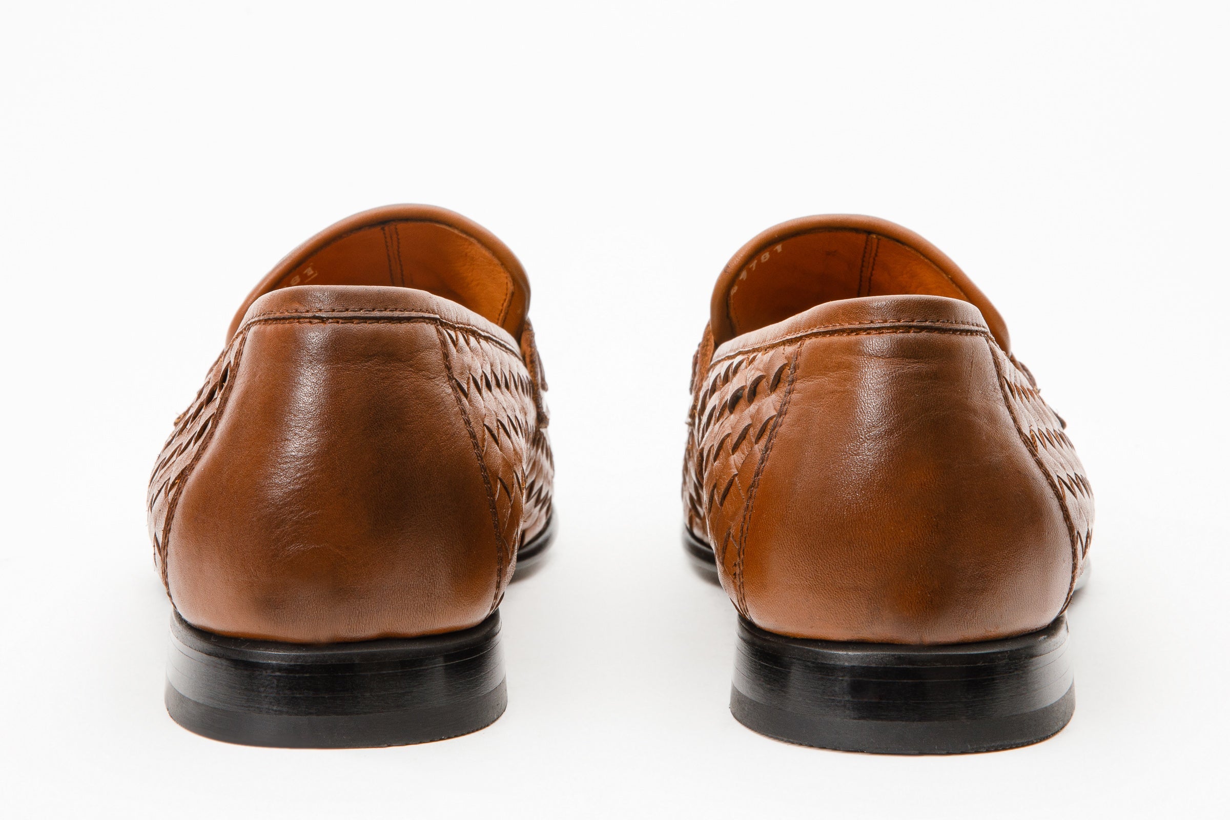 The Grand Woven Leather Tan Shoe Penny Loafer Universal Fit