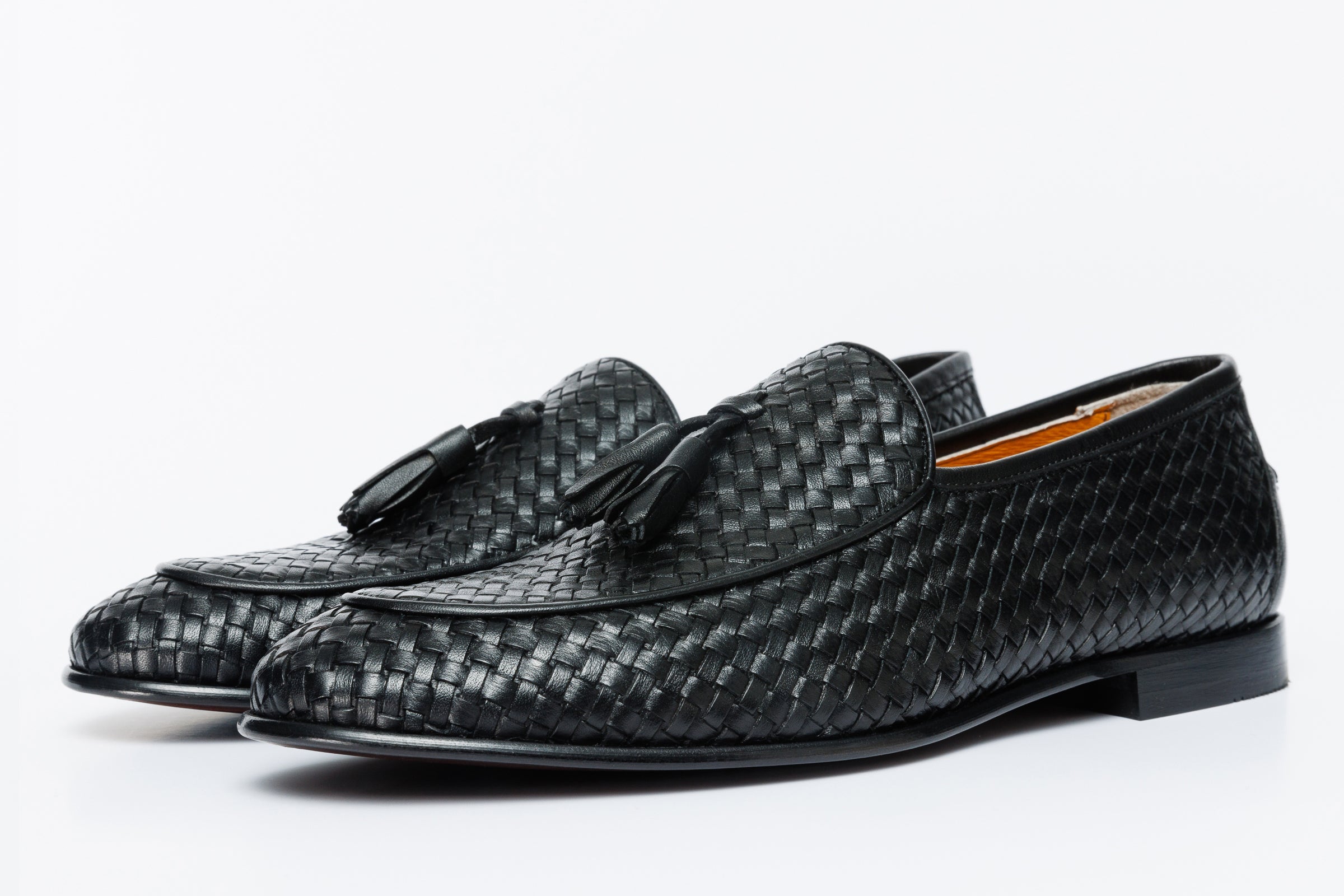 The Mclean Shoe Black Leather Woven Tassel Loafer  Shoe Fine Craftsmanship