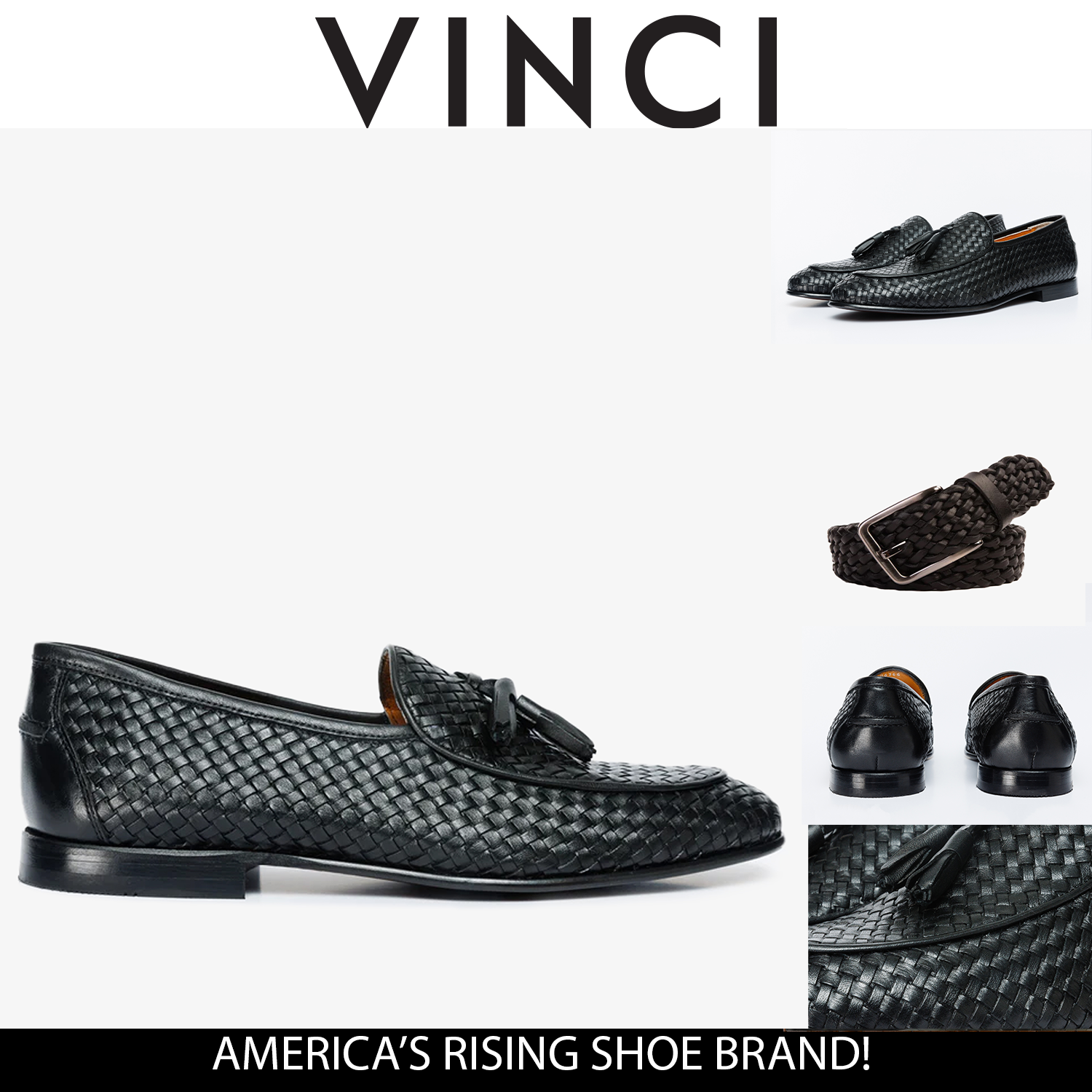 The Mclean Shoe Black Leather Woven Tassel Loafer  Shoe Fine Craftsmanship