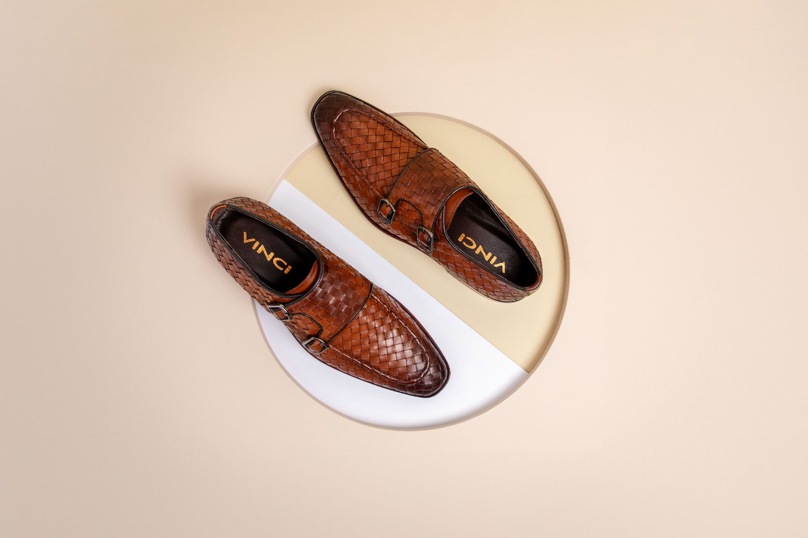 The Turan Brown Woven Double Monk Strap Dress Shoe On Sale