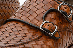 The Turan Brown Woven Double Monk Strap Dress Shoe On Sale