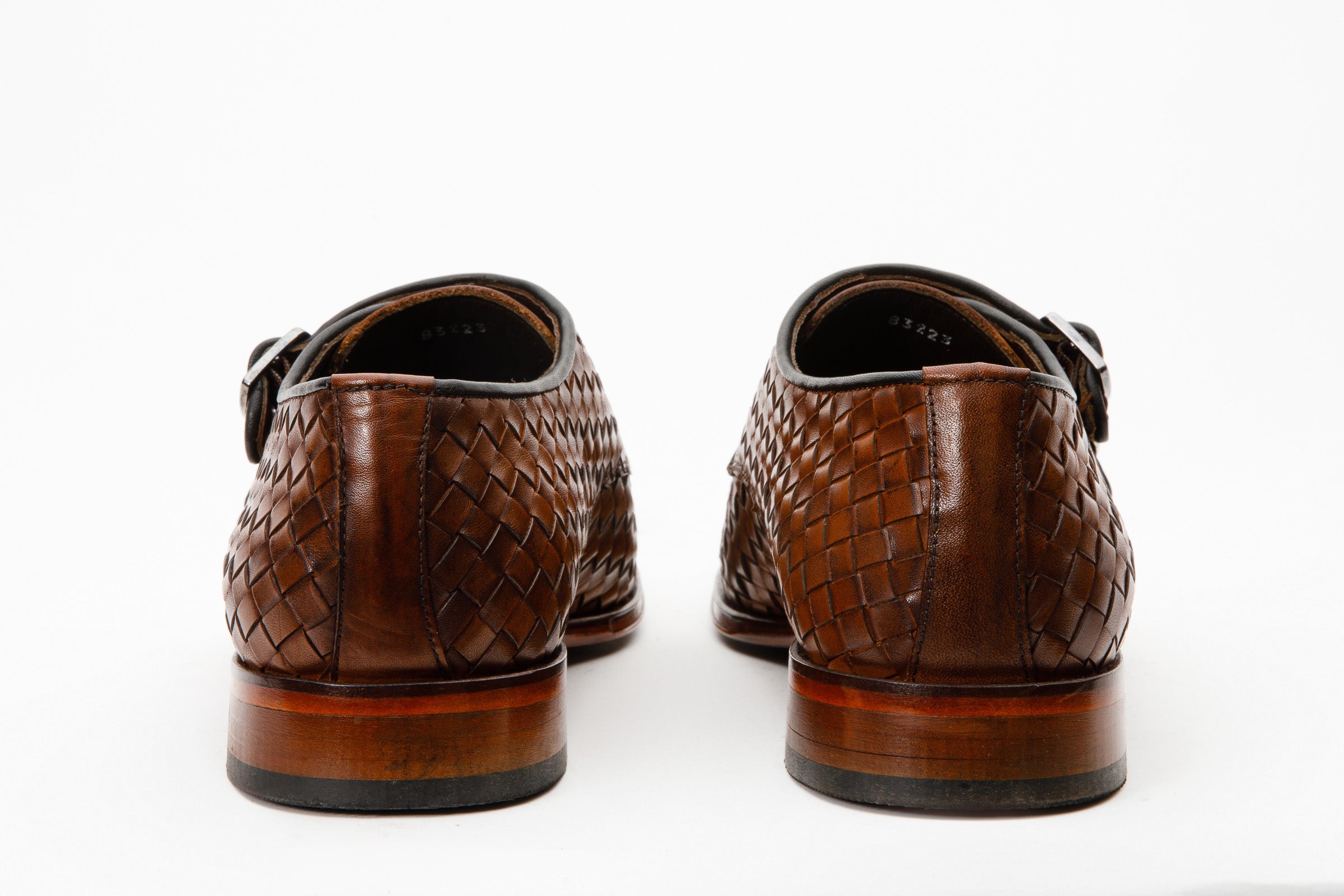 The Turan Brown Woven Double Monk Strap Dress Shoe On Sale