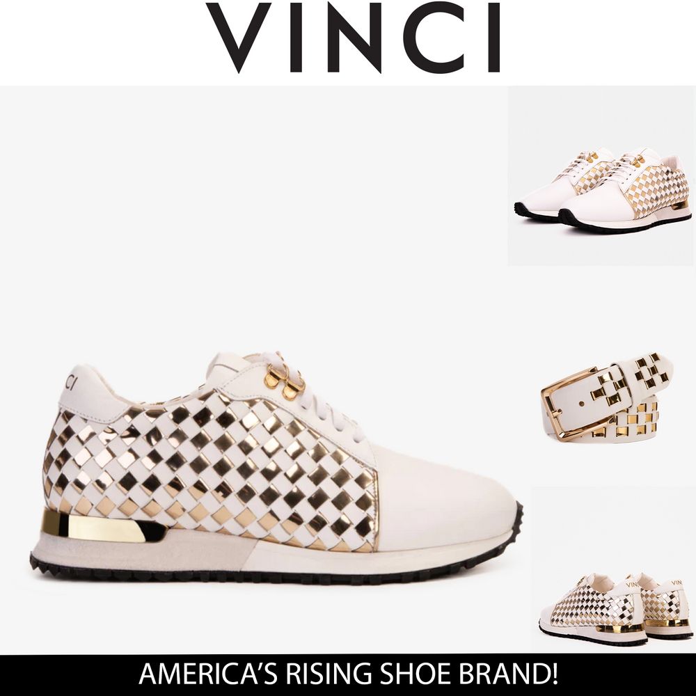 The Mackenzie White Gold Woven Leather Sneaker Fine Craftsmanship