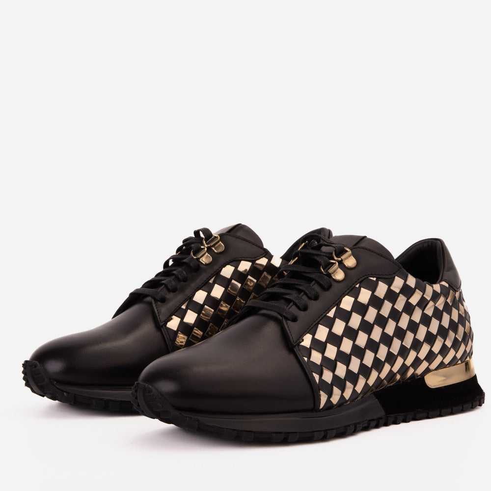 The Mackenzie Black Gold Woven Leather Sneaker Exclusive Style