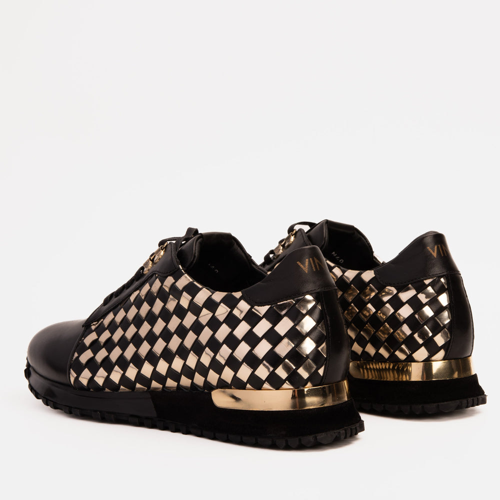 The Mackenzie Black Gold Woven Leather Sneaker Exclusive Style