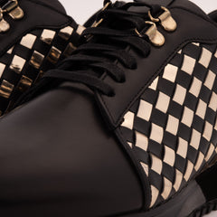 The Mackenzie Black Gold Woven Leather Sneaker Exclusive Style