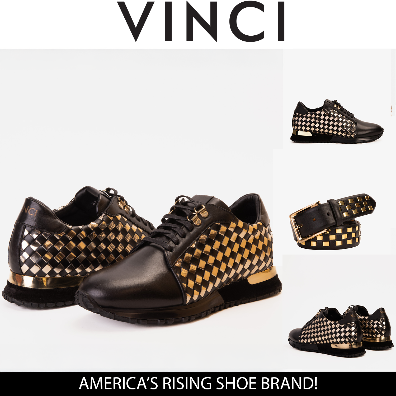 The Mackenzie Black Gold Woven Leather Sneaker Exclusive Style