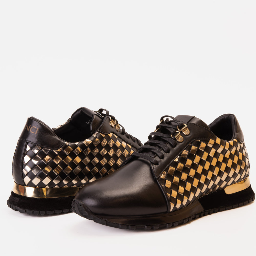 The Mackenzie Black Gold Woven Leather Sneaker Exclusive Style