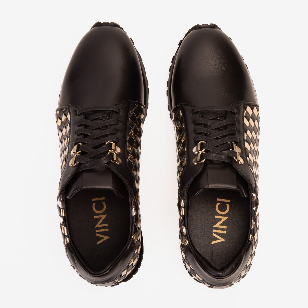 The Mackenzie Black Gold Woven Leather Sneaker Exclusive Style