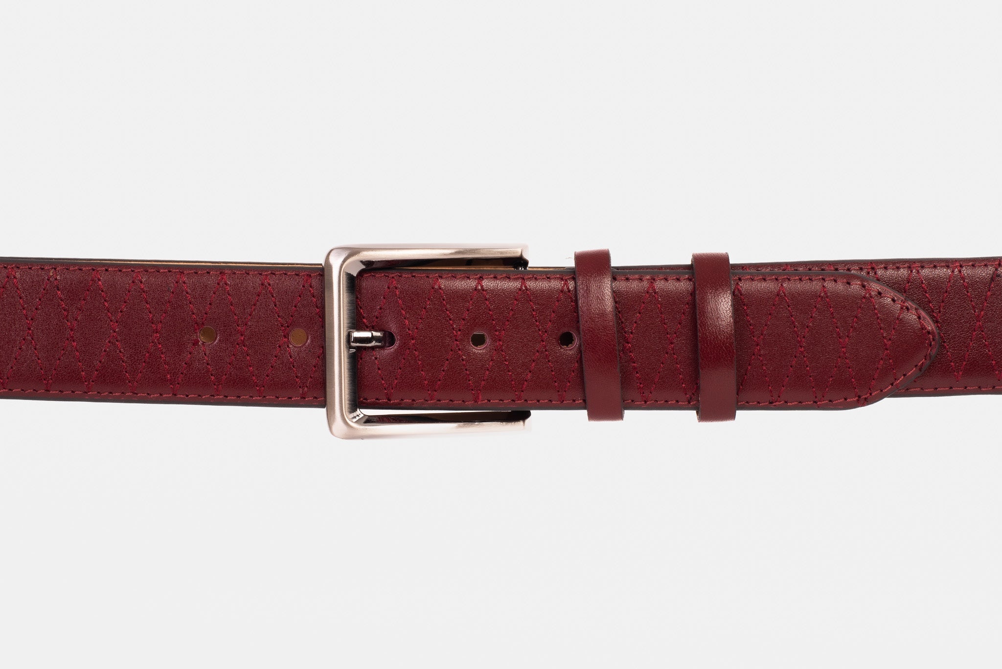 The Adler Burgundy Leather Belt On Sale