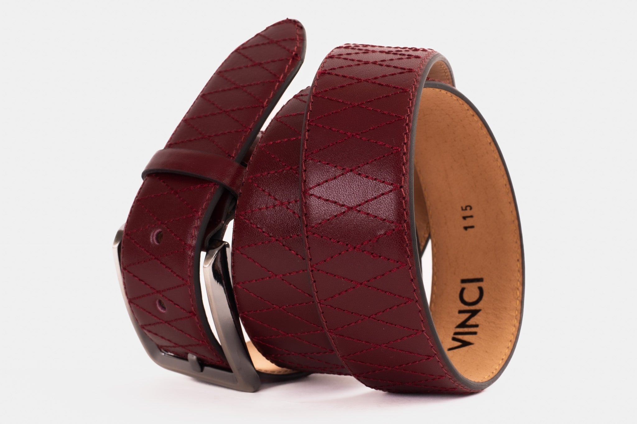 The Adler Burgundy Leather Belt On Sale