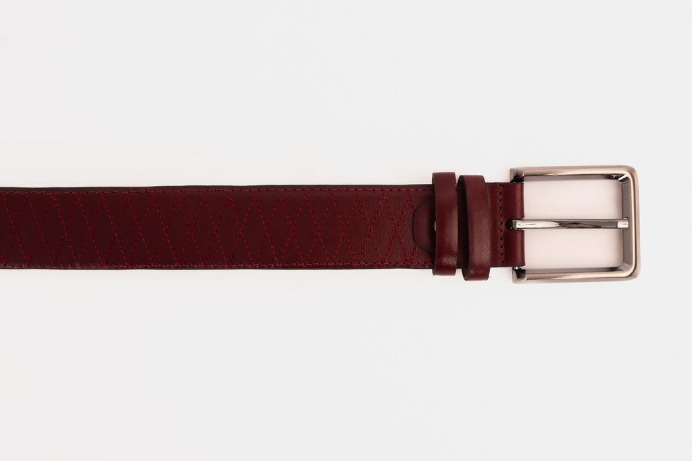 The Adler Burgundy Leather Belt On Sale