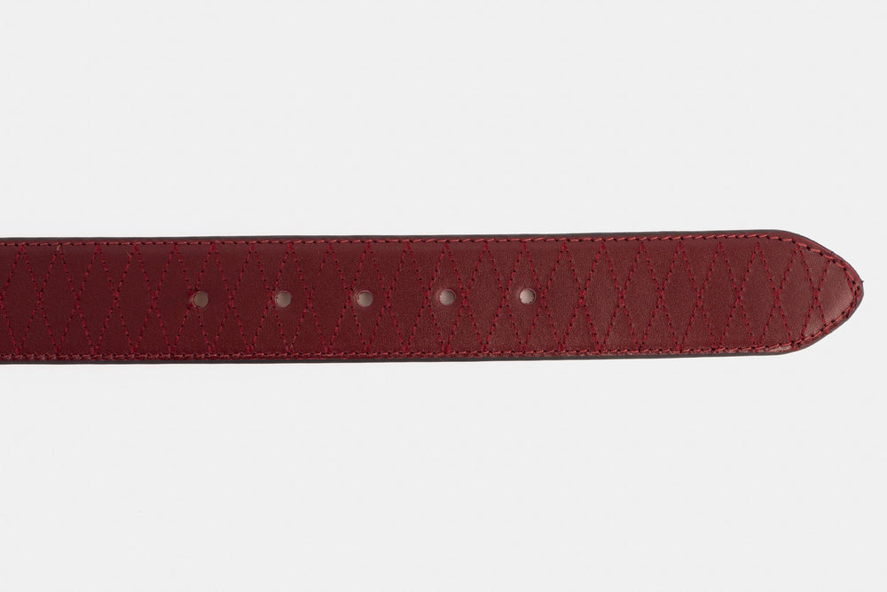The Adler Burgundy Leather Belt On Sale