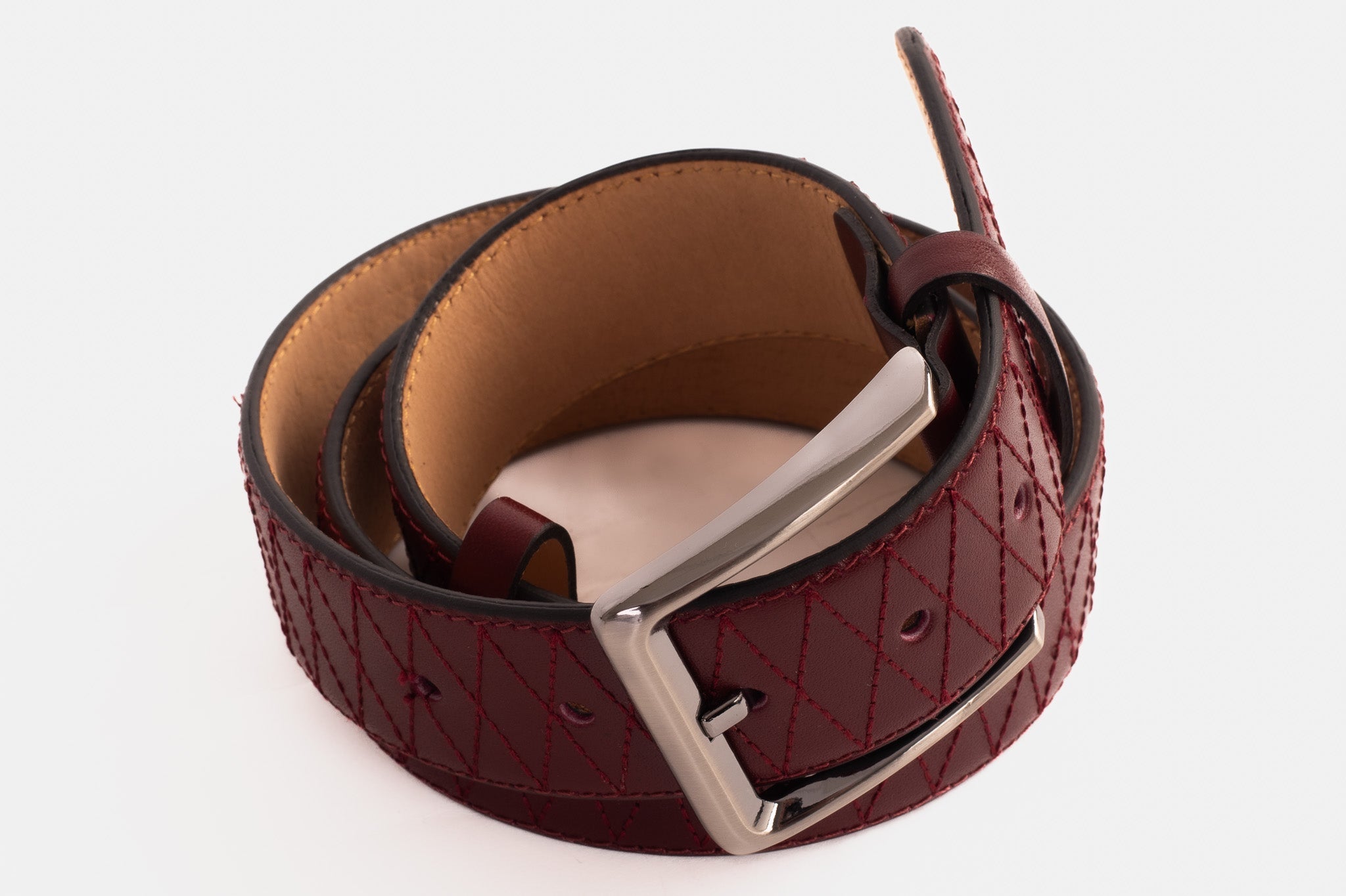 The Adler Burgundy Leather Belt On Sale