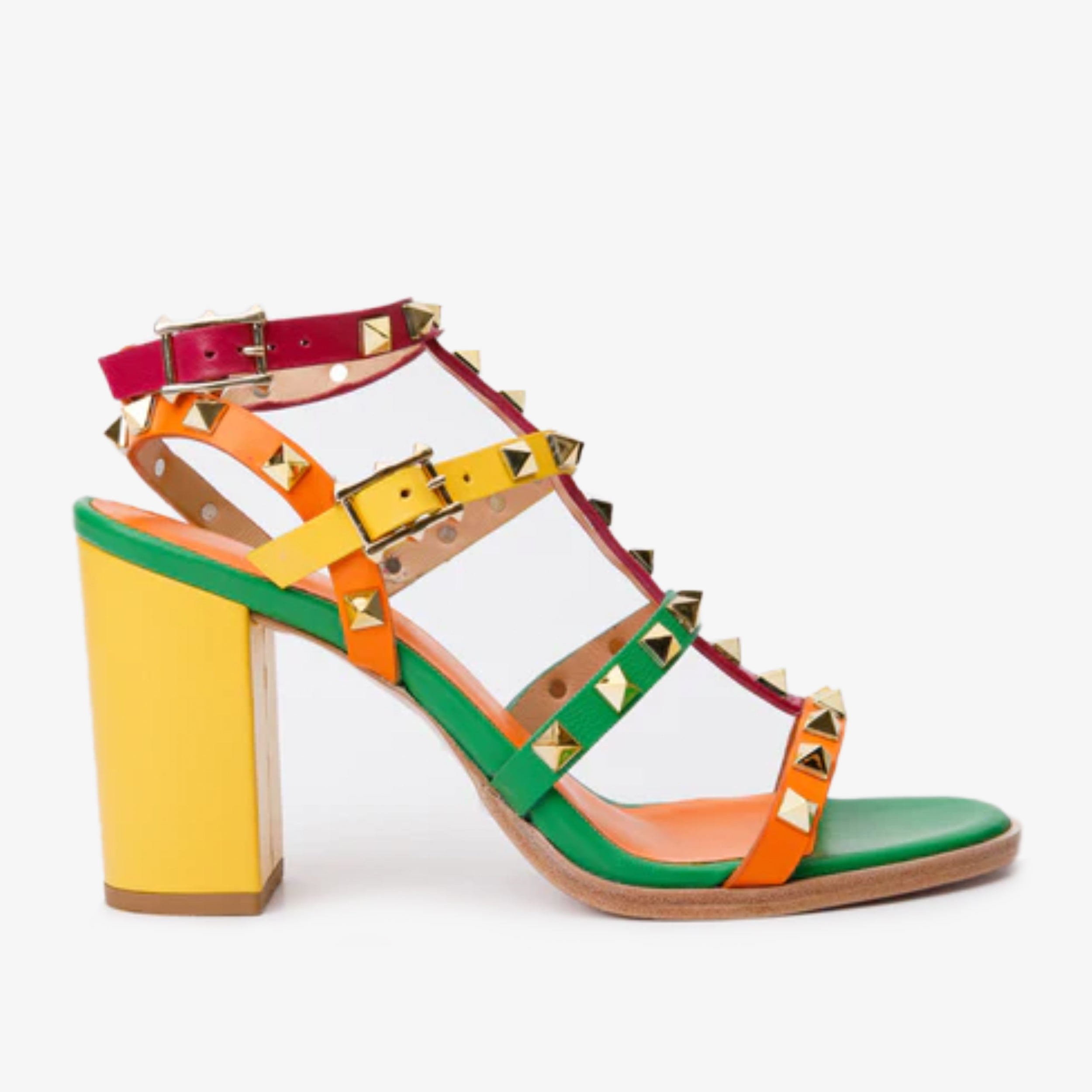 The Nejapa Block Heel Multicolor Leather Sandal Fine Craftsmanship