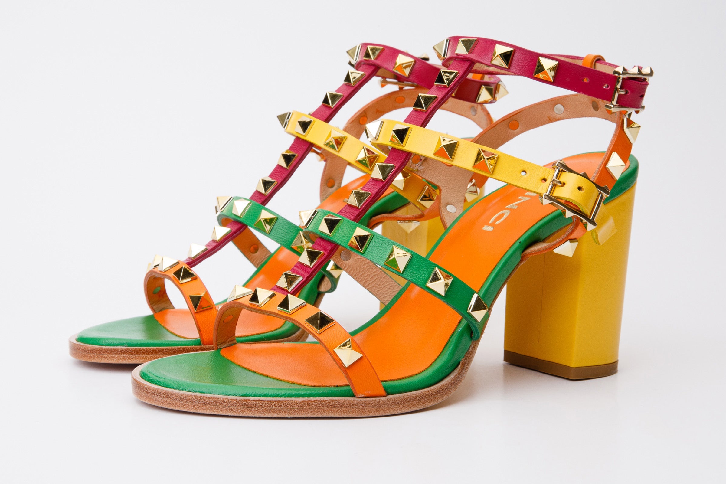 The Nejapa Block Heel Multicolor Leather Sandal Fine Craftsmanship