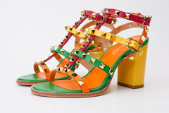 The Nejapa Block Heel Multicolor Leather Sandal Fine Craftsmanship