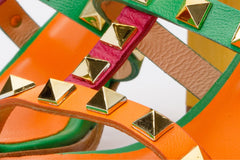 The Nejapa Block Heel Multicolor Leather Sandal Fine Craftsmanship