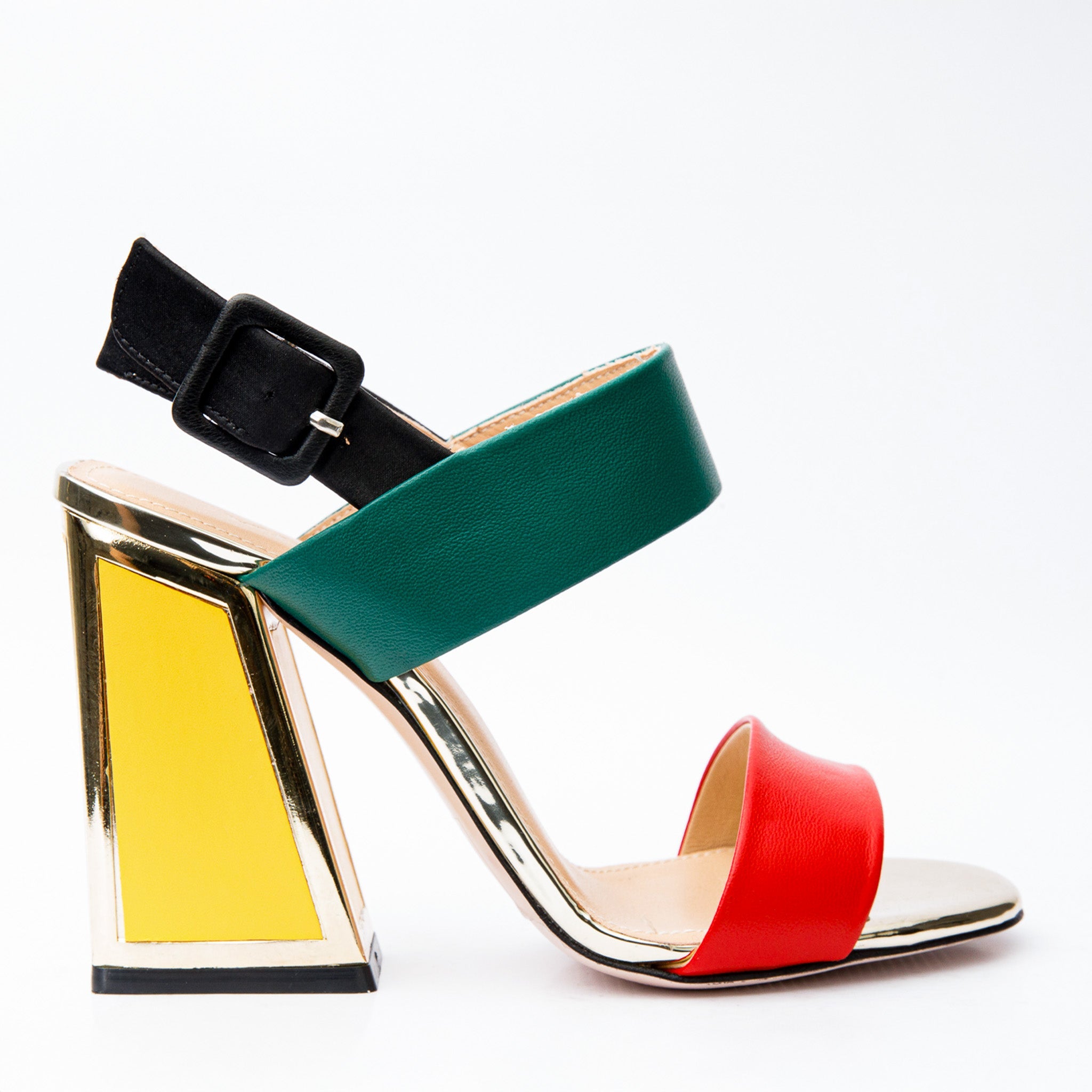 The Niger Block Heel Multicolor Leather Sandal Exclusive Style