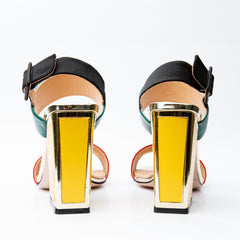 The Niger Block Heel Multicolor Leather Sandal Exclusive Style