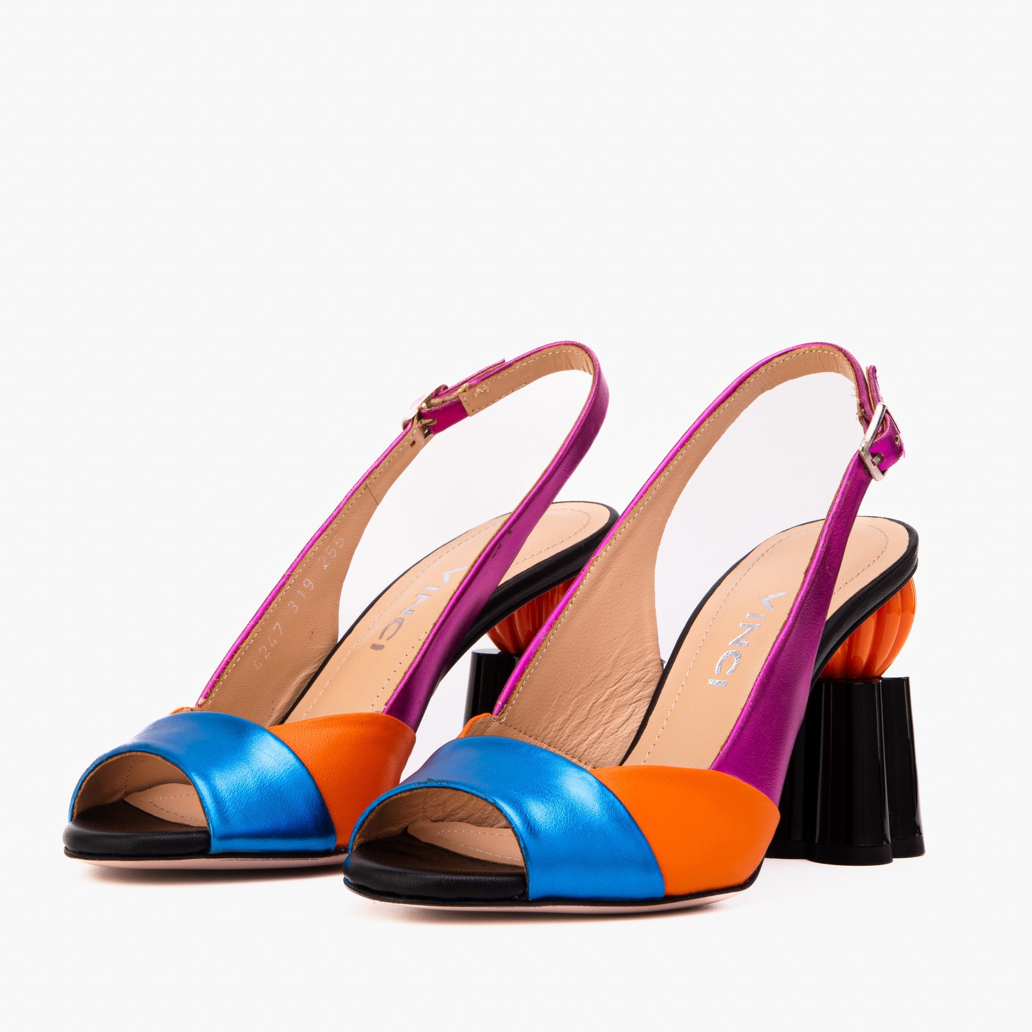 The Rize Multicolor Pumpkin Heel Leather Sandal On Sale