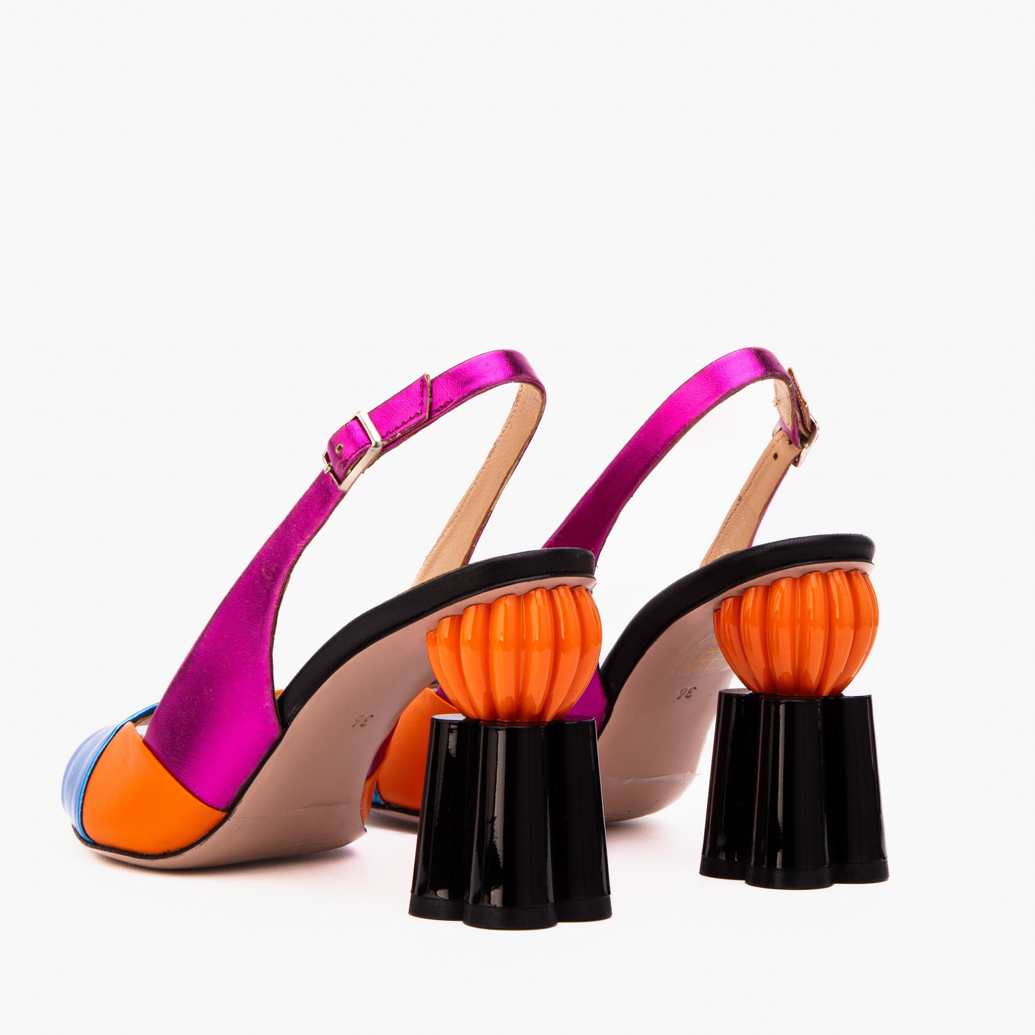 The Rize Multicolor Pumpkin Heel Leather Sandal On Sale